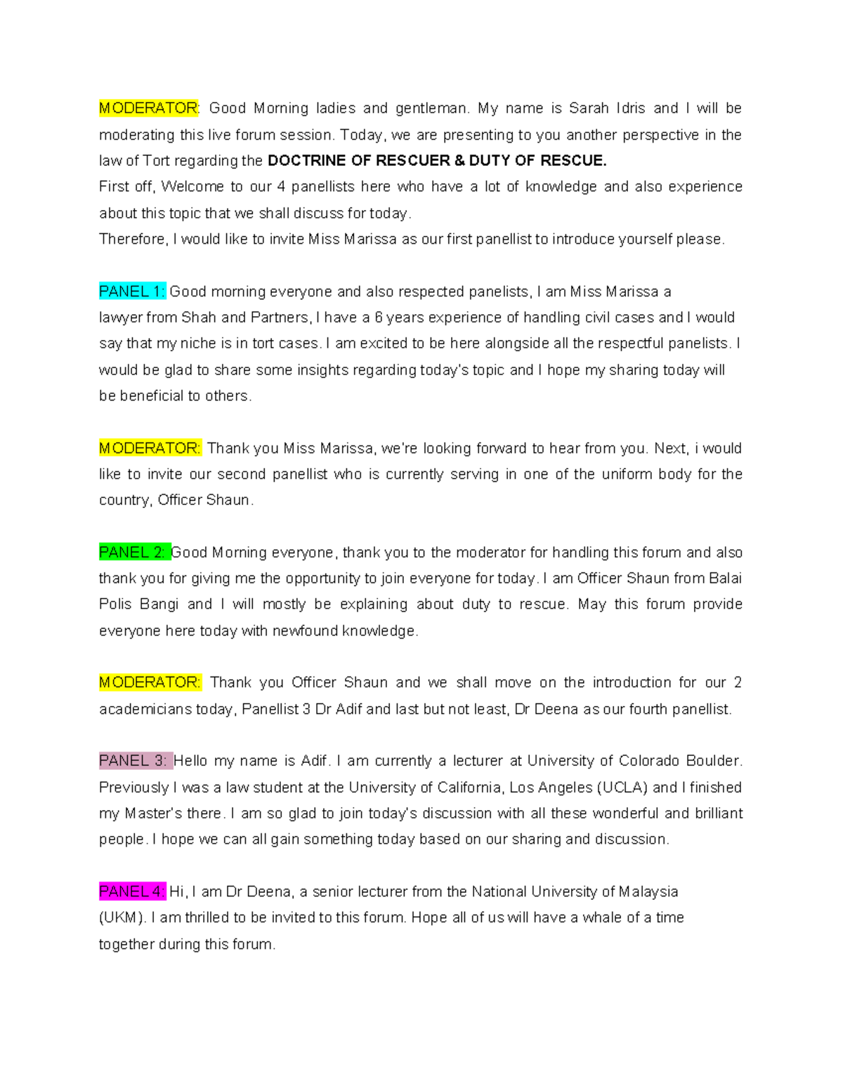 FULL Script - Foundation English - MODERATOR: Good Morning ladies and ...