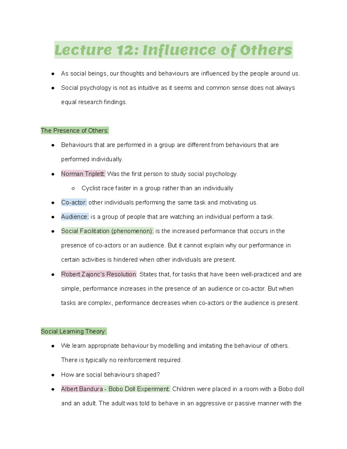 Lecture 12 Influence of Others - Lecture 12: Influence of Others As ...