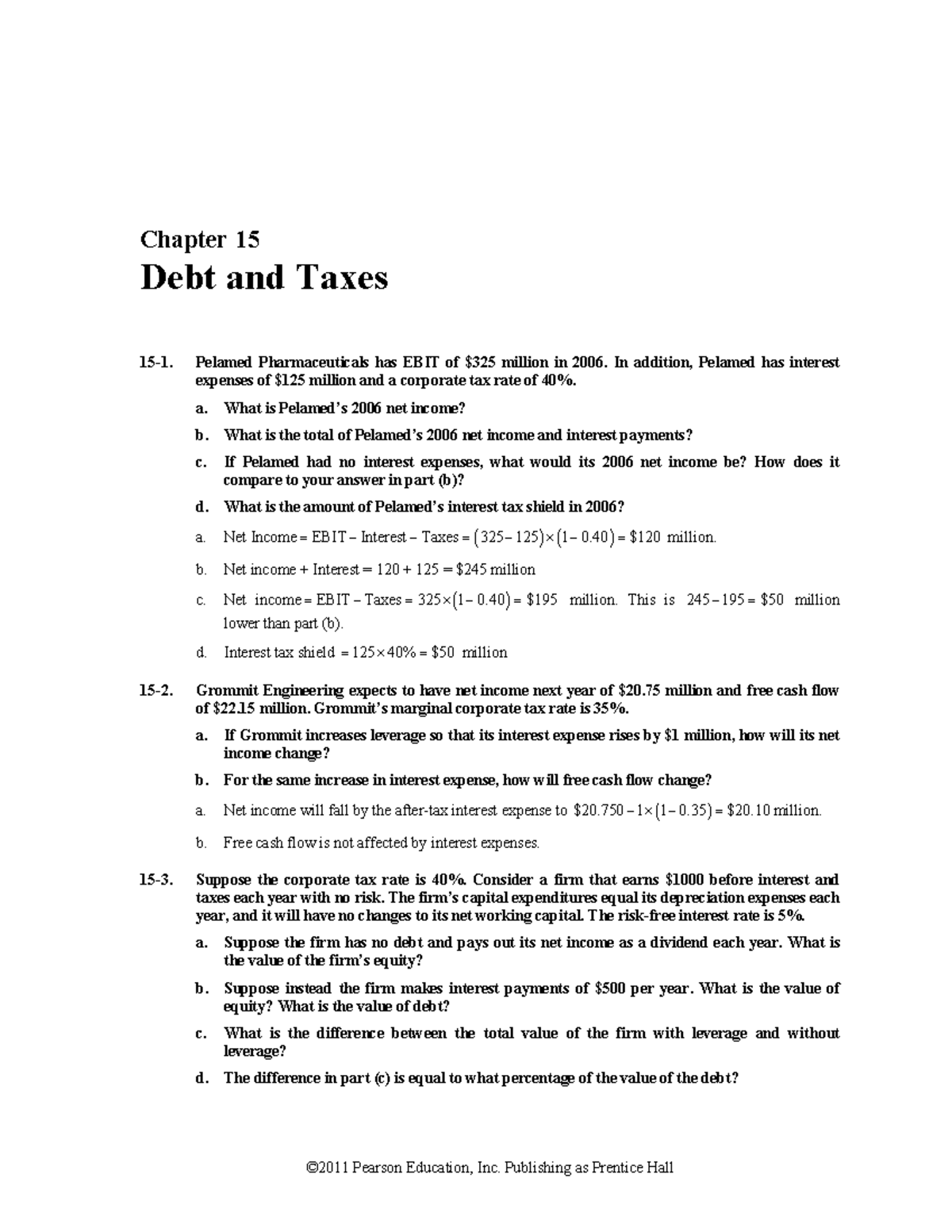 Corporate Finance (Fourth Edition) Chapter 15 Solutions Chapter 15
