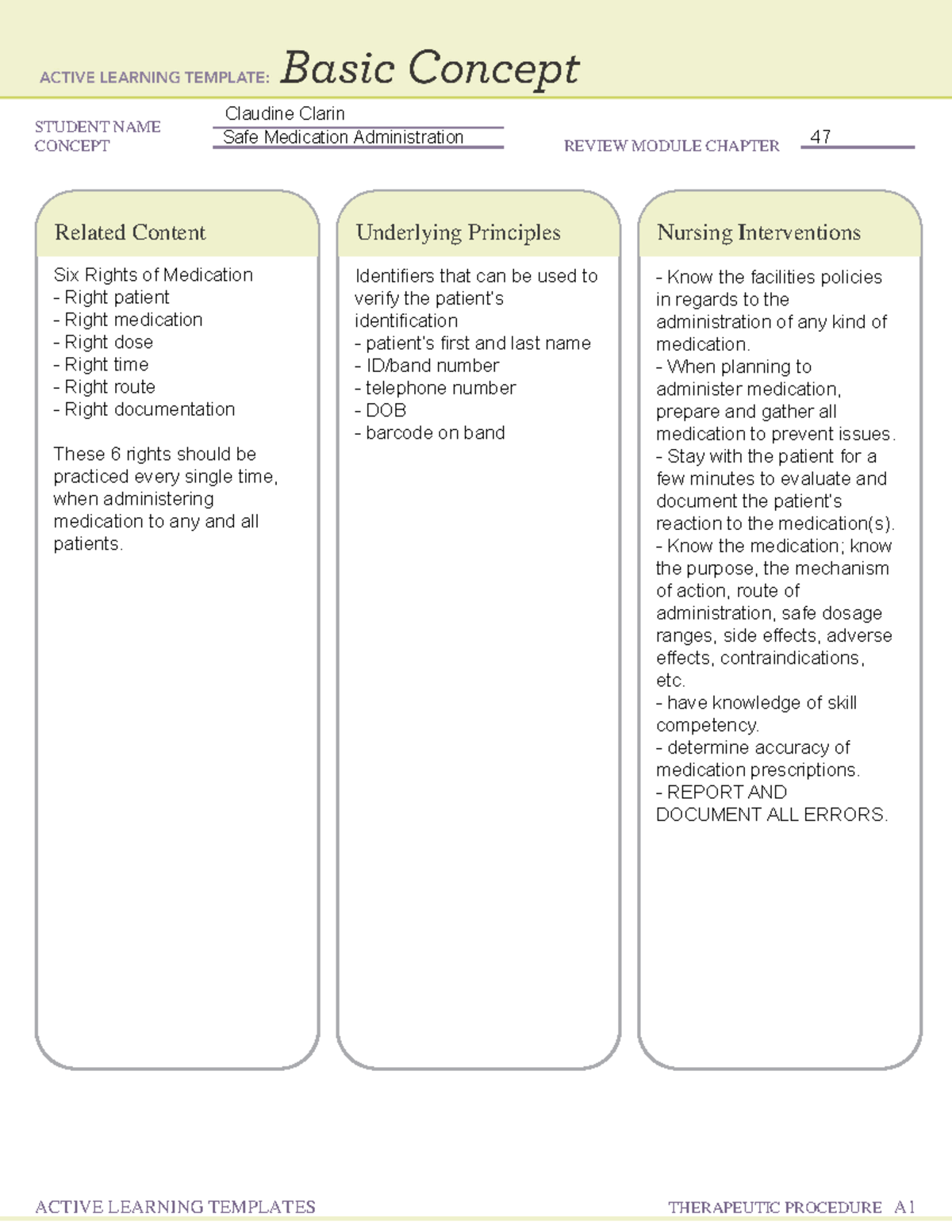 Ati Active Learning Template Basic Concept Management Of Care