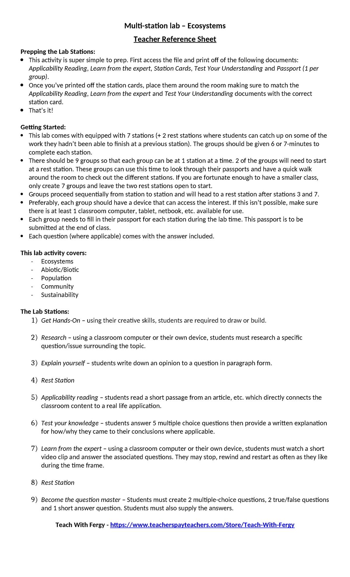 Start HERE - Instructions - Lab Station Activity- Ecosystems - Multi ...