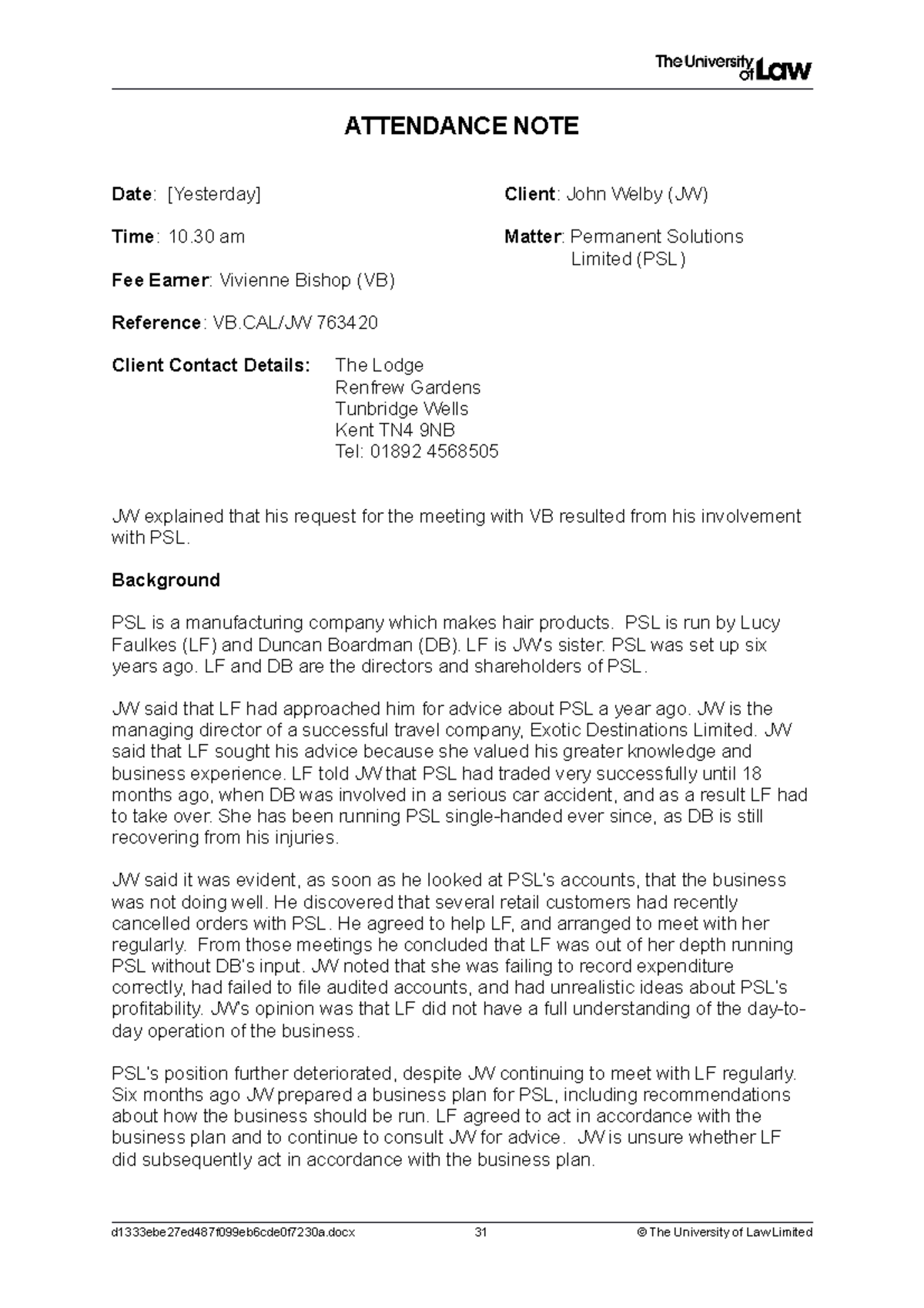 Exclusive!  Never Before Seen Admission Note Examples - vzed1db