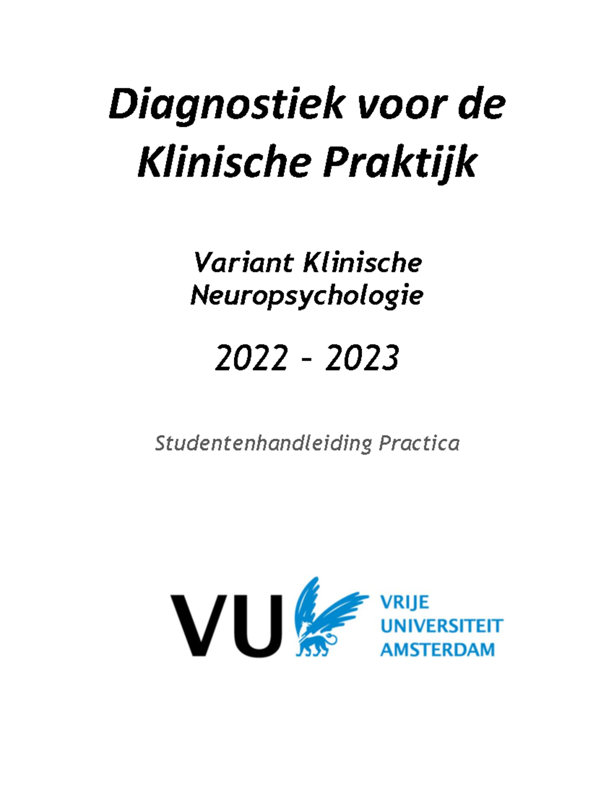 Studentenhandleiding Practica 2022 23 Def - Diagnostiek Voor De ...