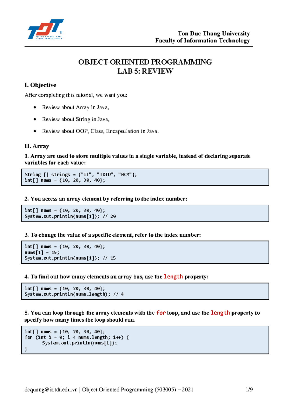 Lab5 Review - fđf - Faculty of Information Technology OBJECT-ORIENTED ...
