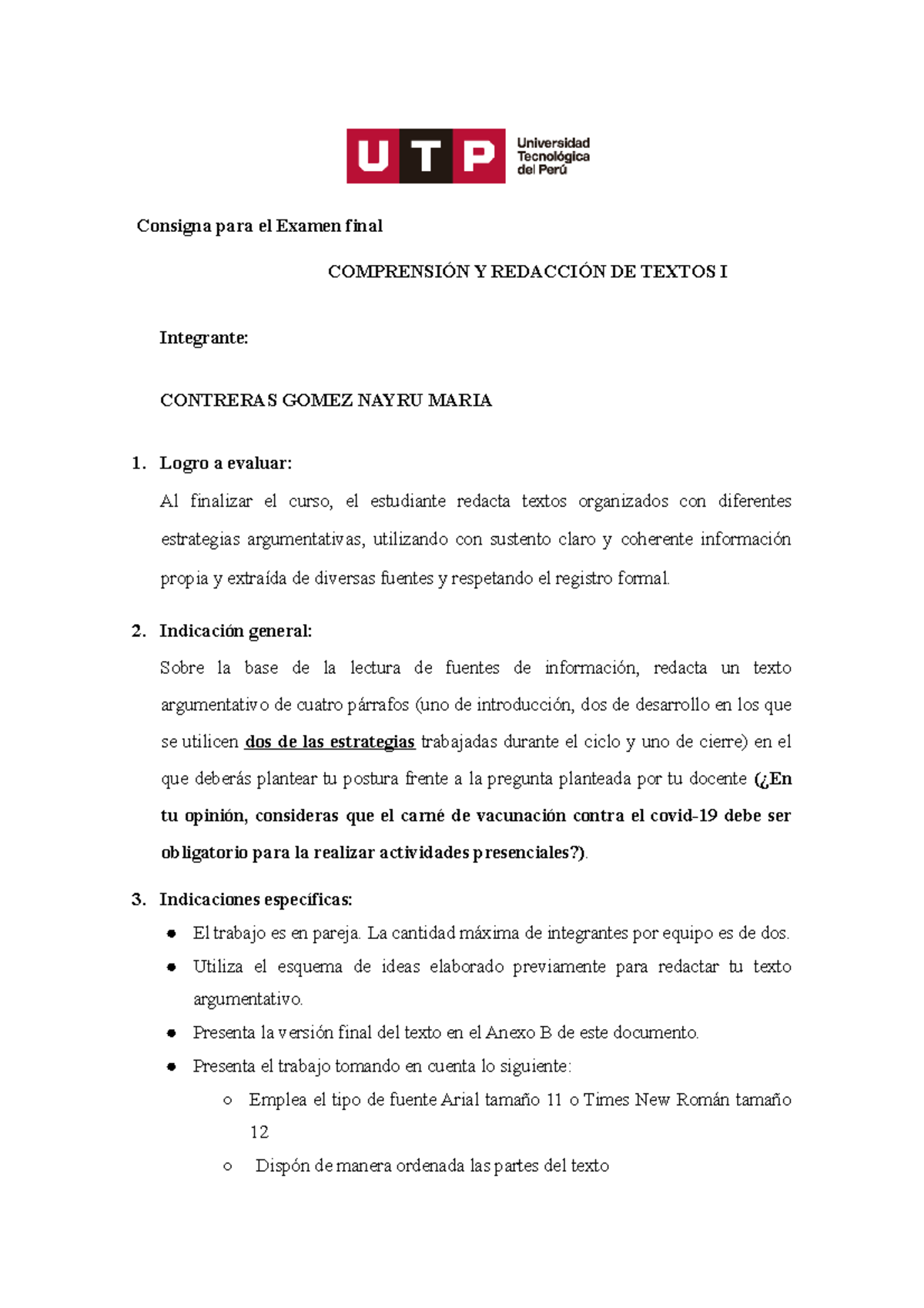 Consigna Para El Examen Final - Consigna Para El Examen Final ...