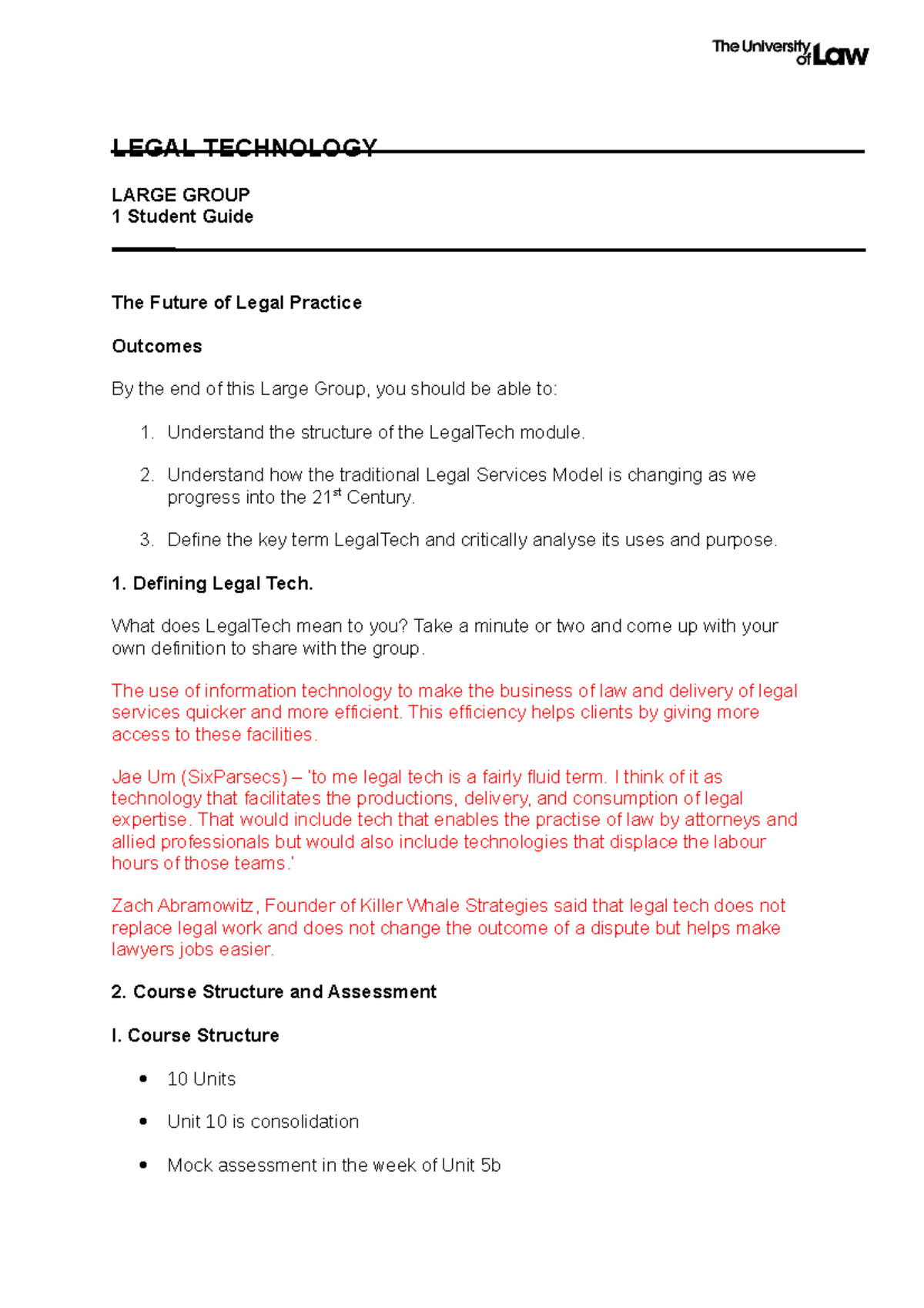 LG1 LT - Large group notes - LEGAL TECHNOLOGY LARGE GROUP 1 Student ...