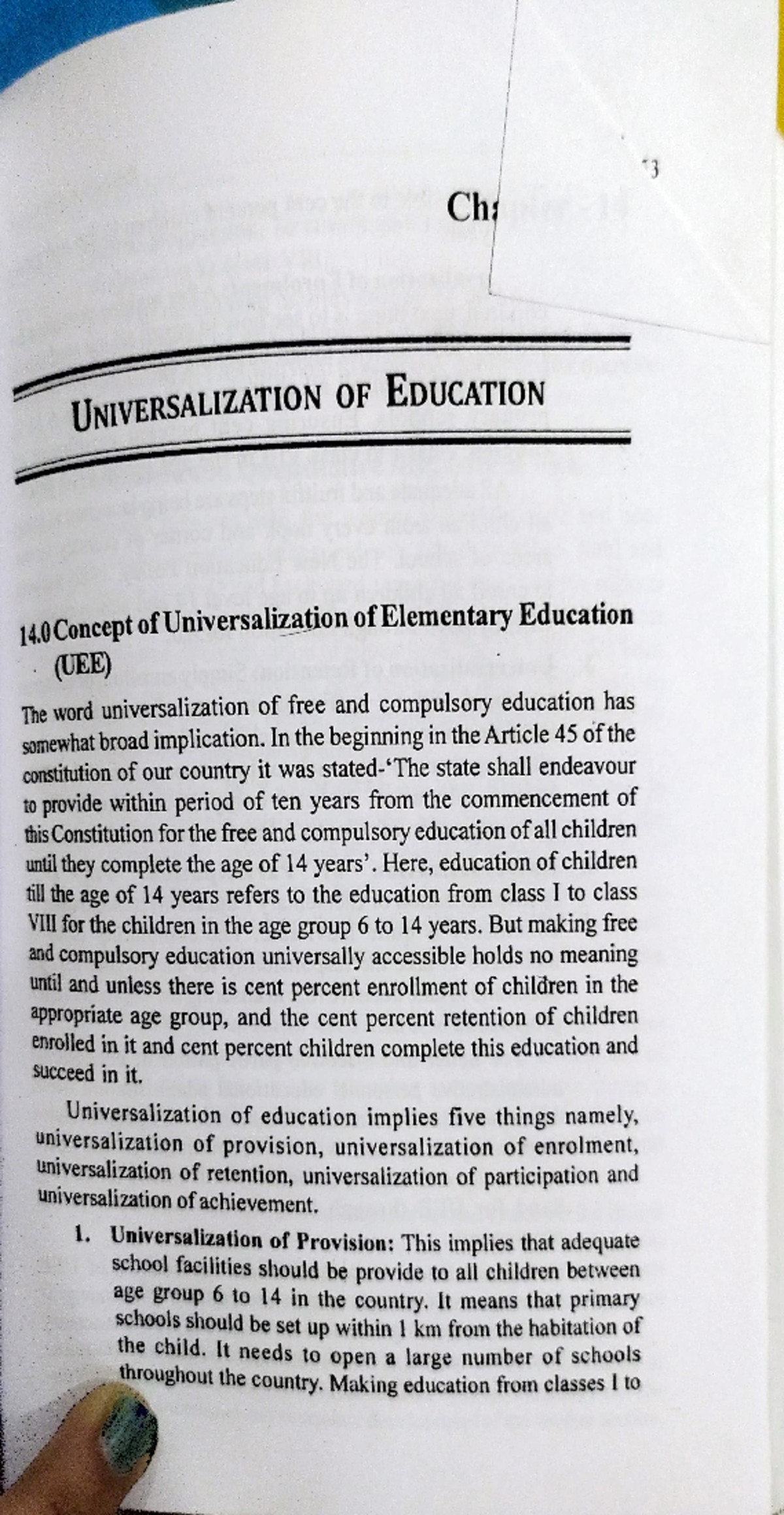 Universalisation of education - Studocu