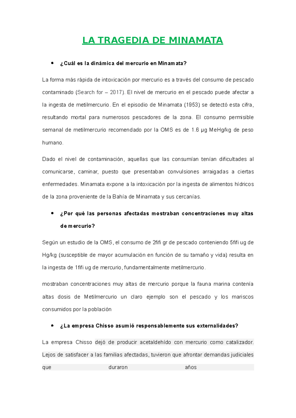 LA Tragedia DE Minamata - LA TRAGEDIA DE MINAMATA ¿Cuál es la dinámica ...