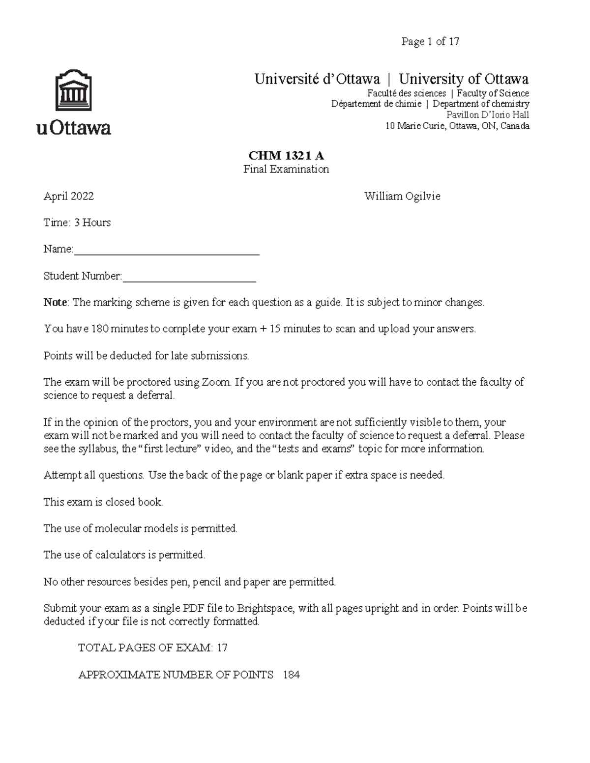 Final exam 2022 apr 6 Fake dont bother Université d’Ottawa