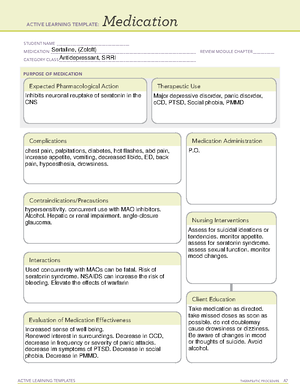 ATM Quetiapine - ATI - ACTIVE LEARNING TEMPLATES TherapeuTic procedure ...