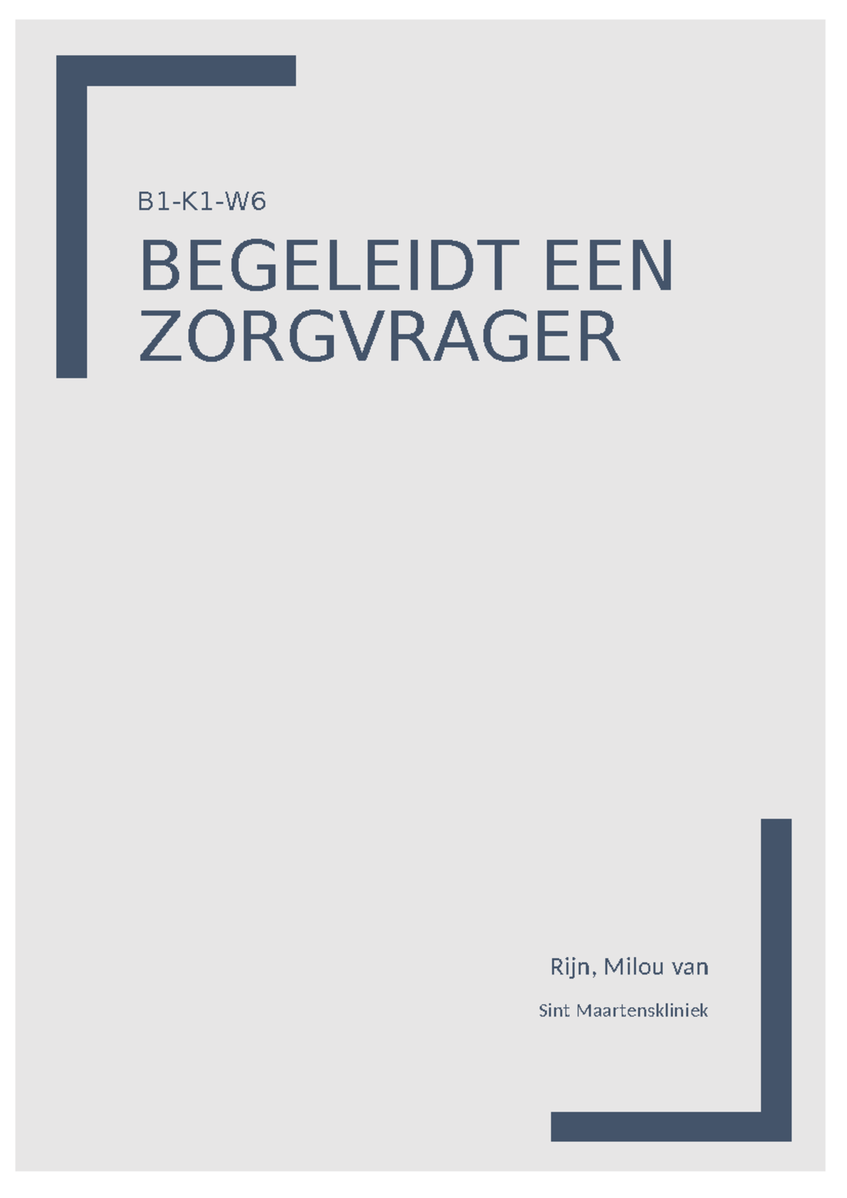 Begeleidt Een Zorgvrager Verantwoordingsverslag - B1-K1-W BEGELEIDT EEN ...