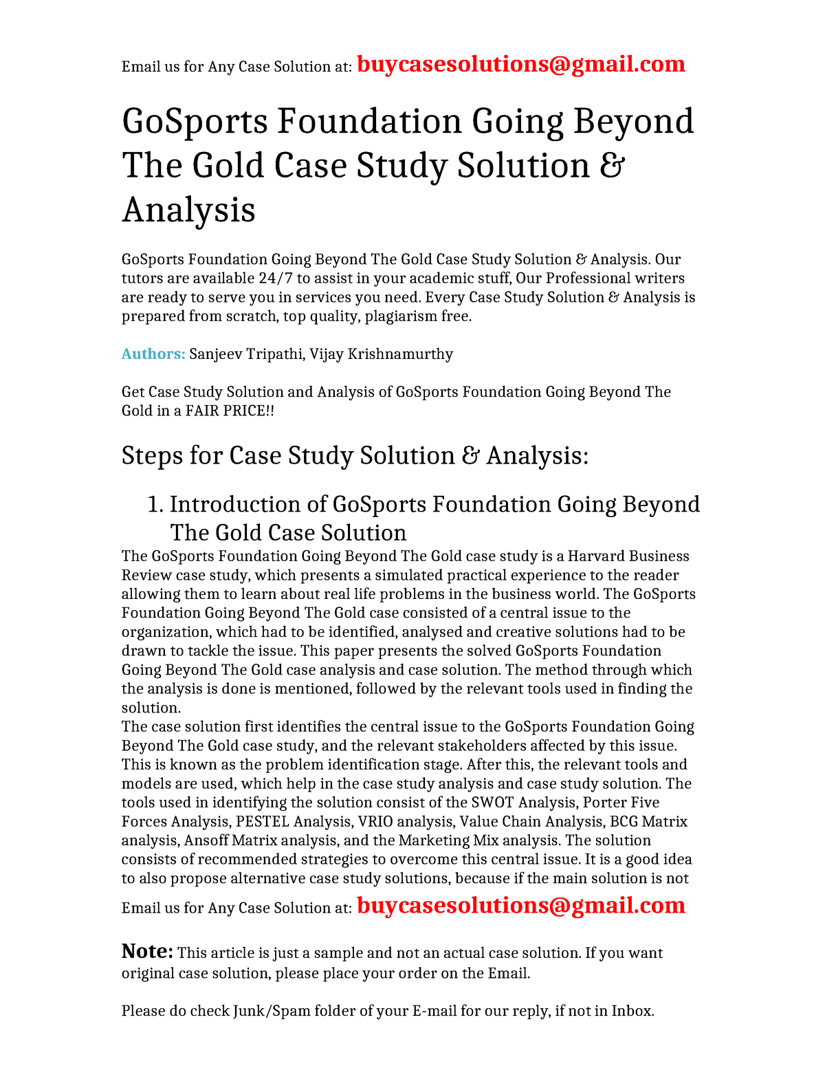 GoSports Foundation Going Beyond The Gold Case Study Solution Analysis