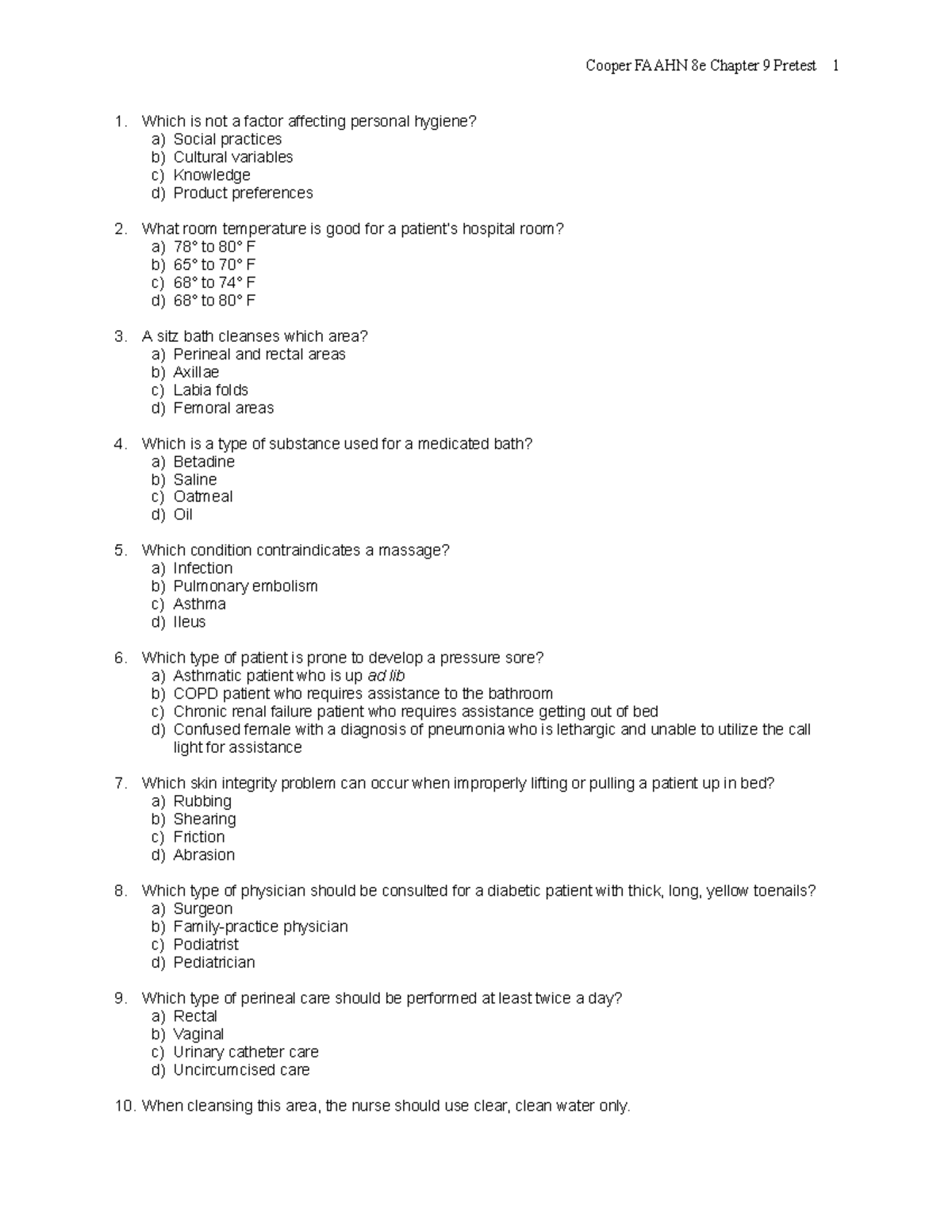 Chapter 009 - Cooper FAAHN 8e Chapter 9 Pretest 1 Which Is Not A Factor ...