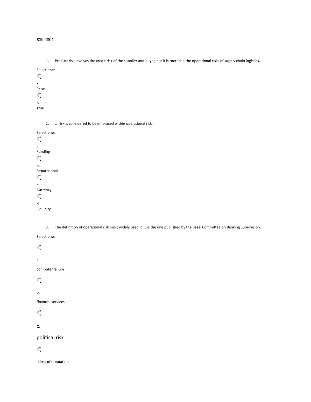 RSK 4801 2023 Assignment 1 - RSK 4801 Product Risk Involves The Credit ...