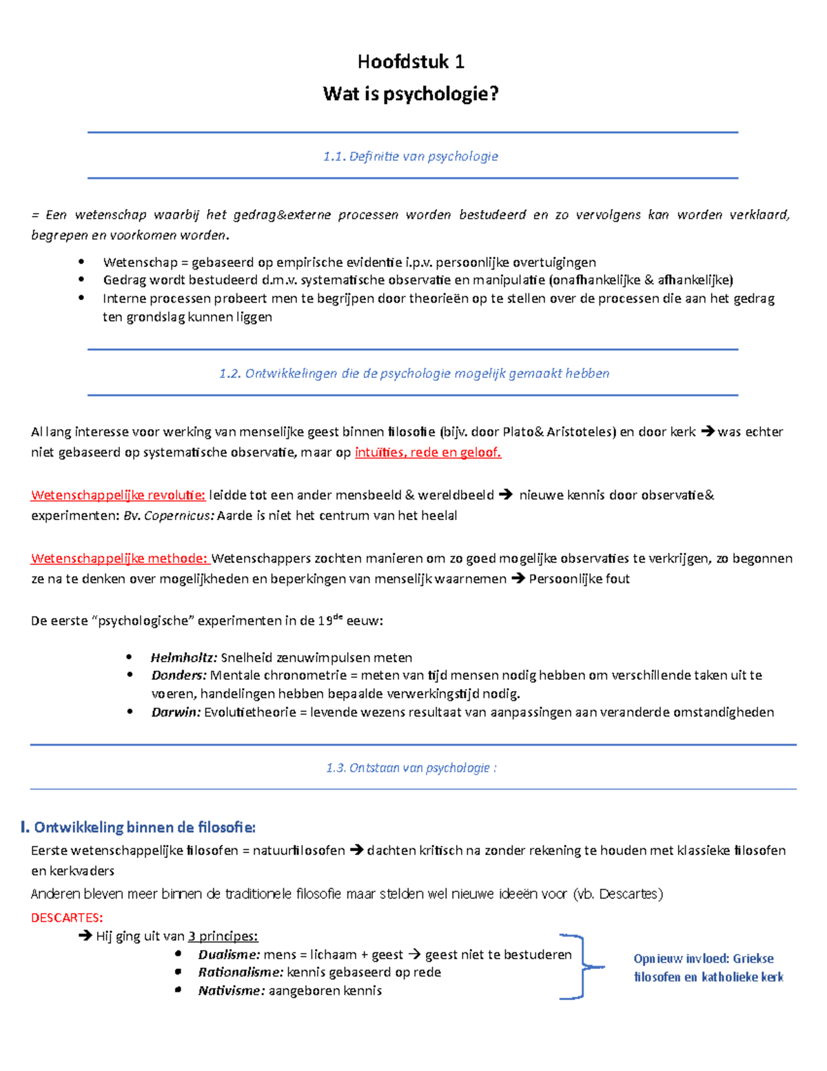 Samenvatting Basisbegrippen Van Psychologie - Hoofdstuk 1 Wat Is ...