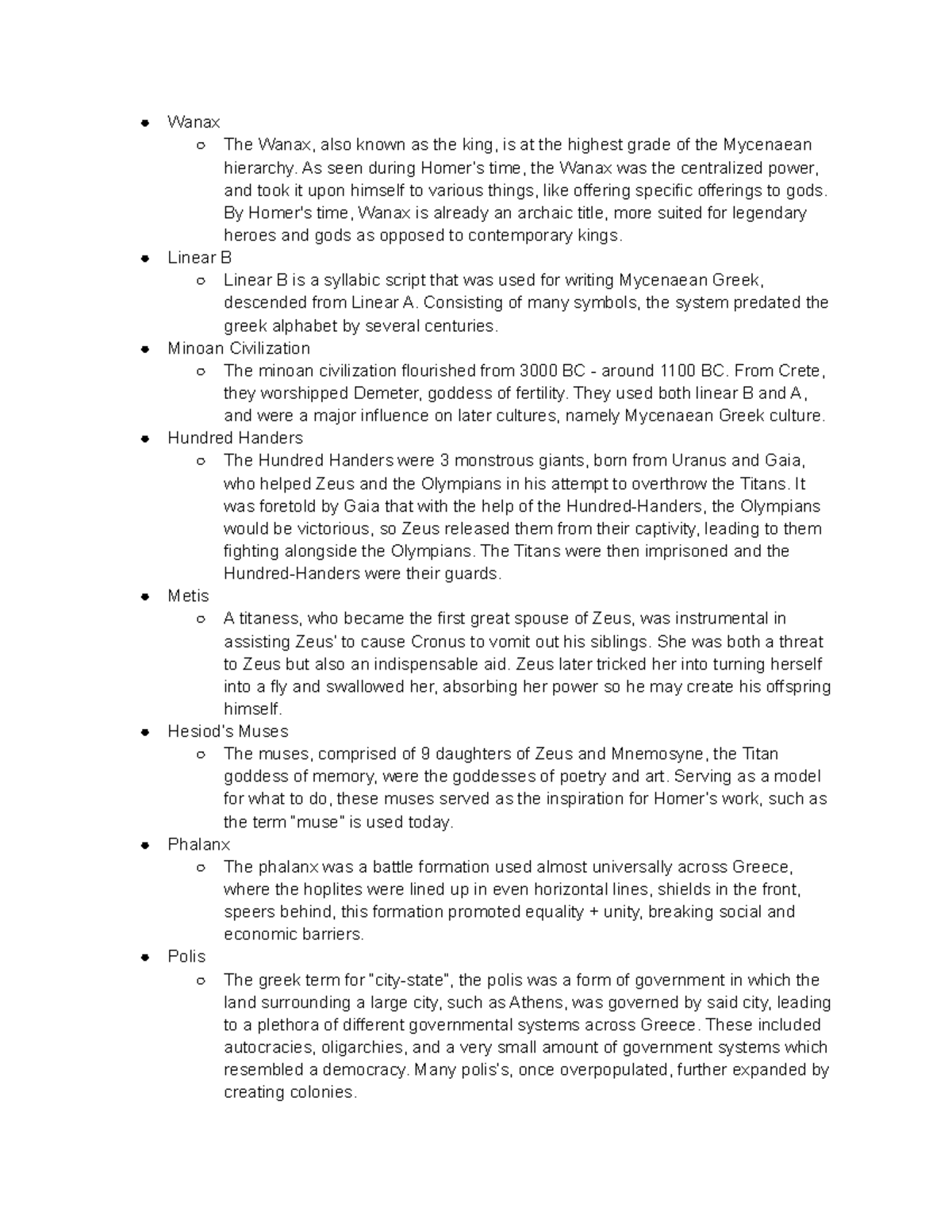 Greek Culture Quiz 1 Lecture notes 19 Wanax The Wanax, also known