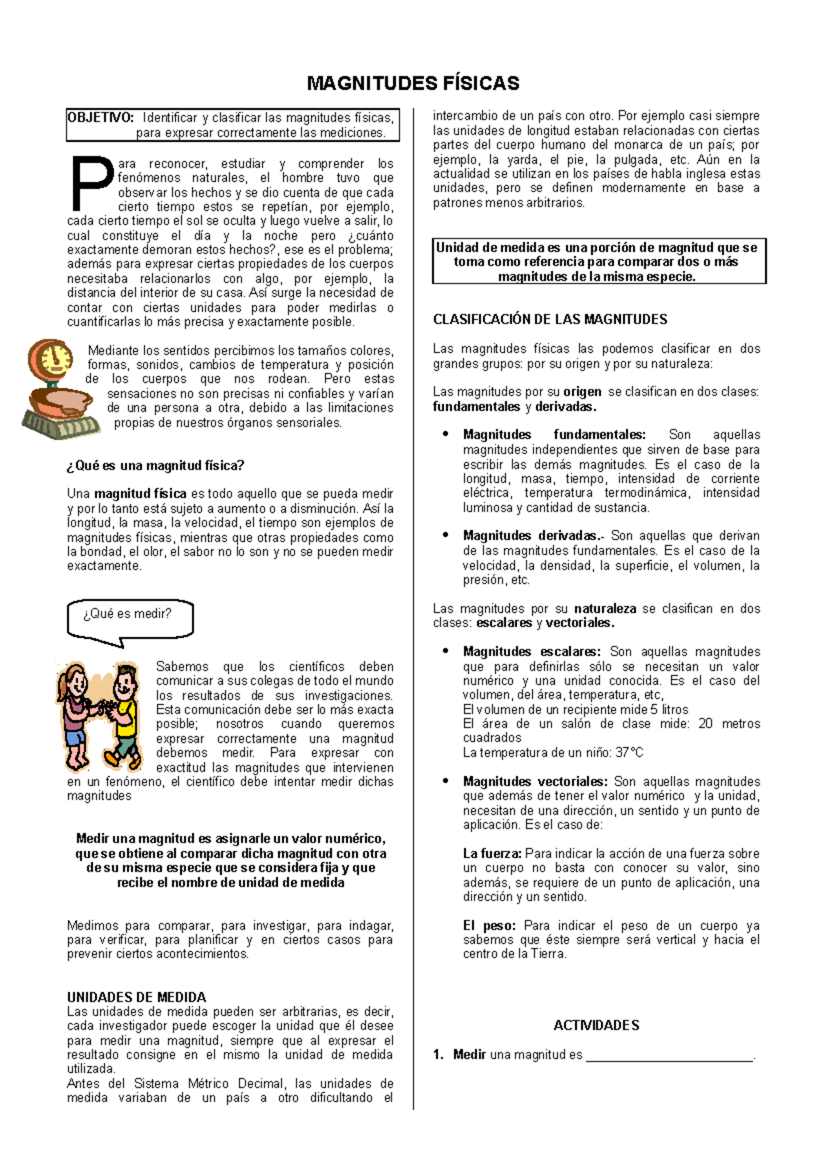 Magnitudes Físicas Información Basica Magnitudes FÍsicas Objetivo Identificar Y Clasificar