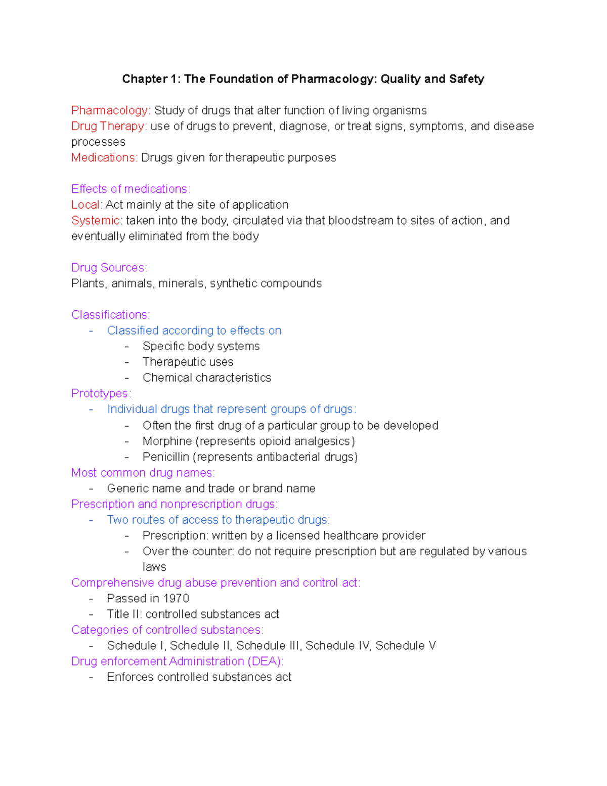 Pharm Lecture 1 Notes - Chapter 1: The Foundation Of Pharmacology ...