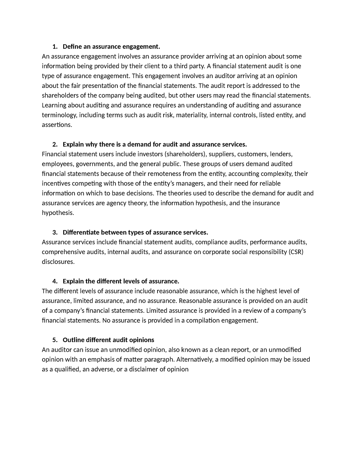 Acct 404 final exam - cvygbjhn hjnkml - Define an assurance engagement ...