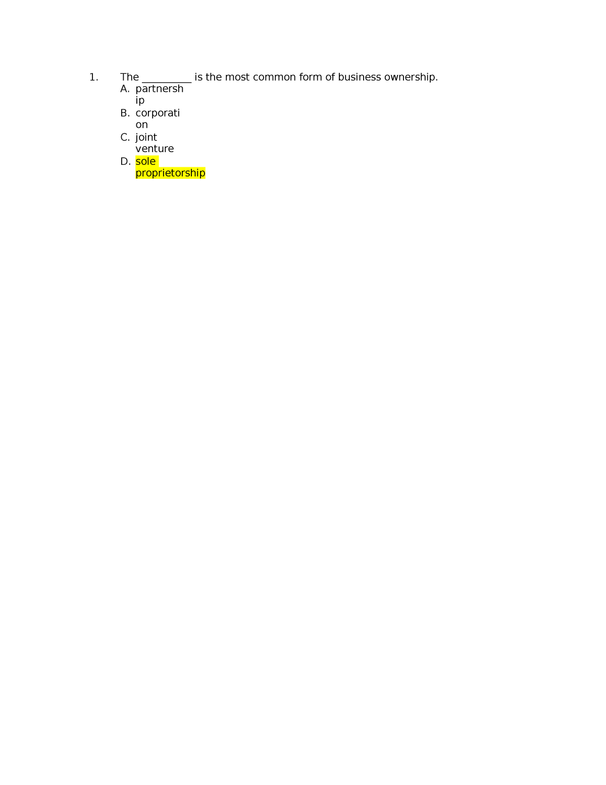 practice-test-3-chap5-no-key-the-is-the-most-common-form