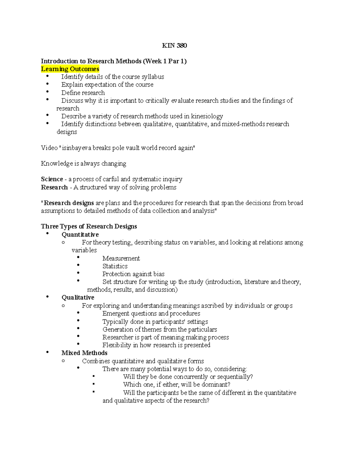 KIN 380 - Research Methods in Kinesiology Lecture Notes - KIN 380 ...