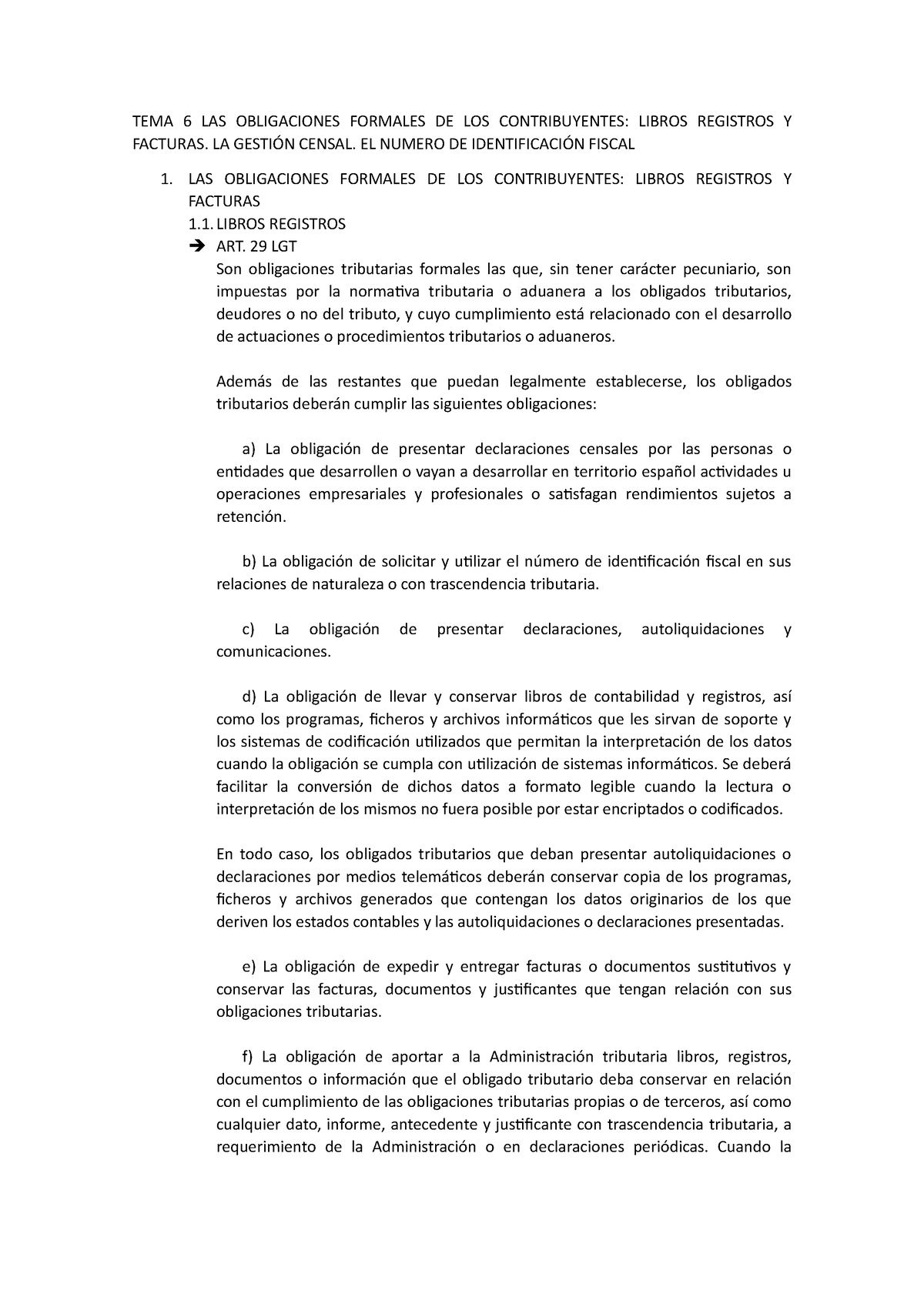 Tema 6 Las Obligaciones Formales De Los Contribuyentes Tema 6 Las Obligaciones Formales De Los 7421