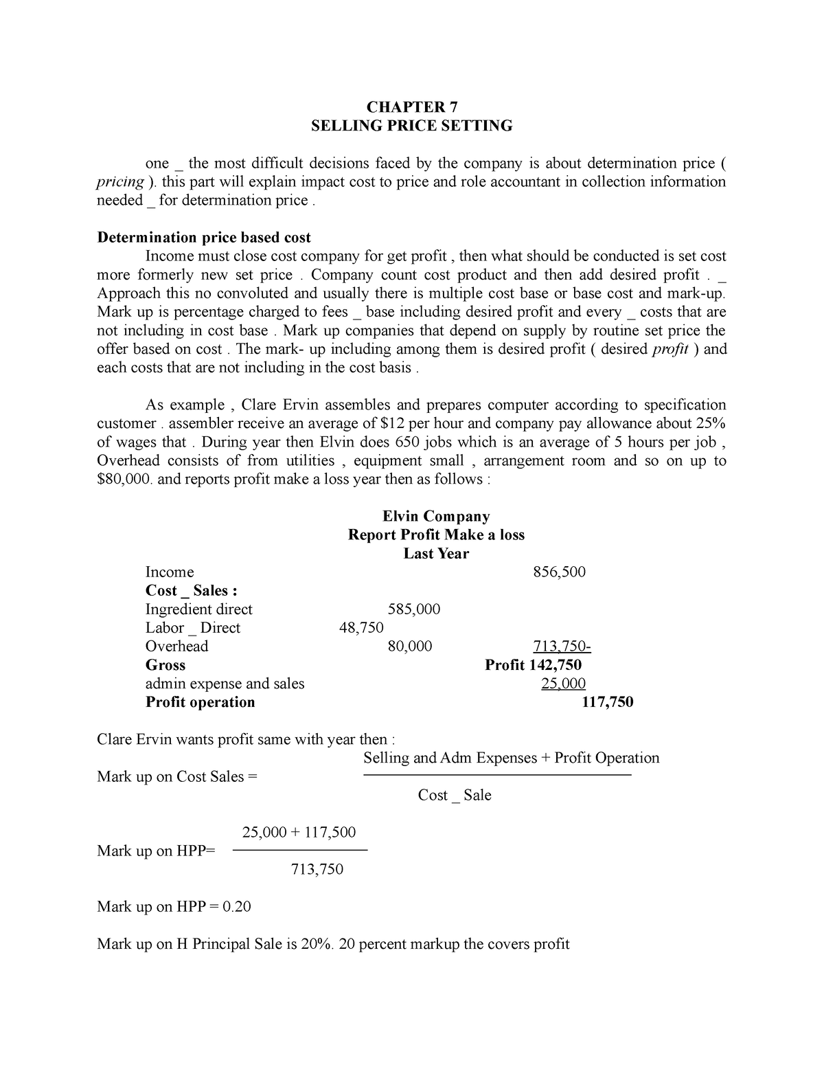 Cost-based Pricing - Lecture Notes Of Accounting Material - CHAPTER 7 ...