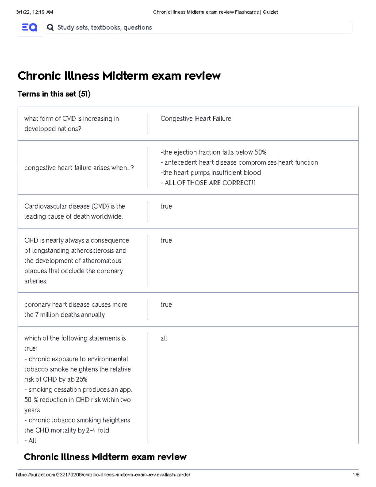 Chronic Illness Midterm Exam Review Flashcards Quizlet - Upgrade: Free ...