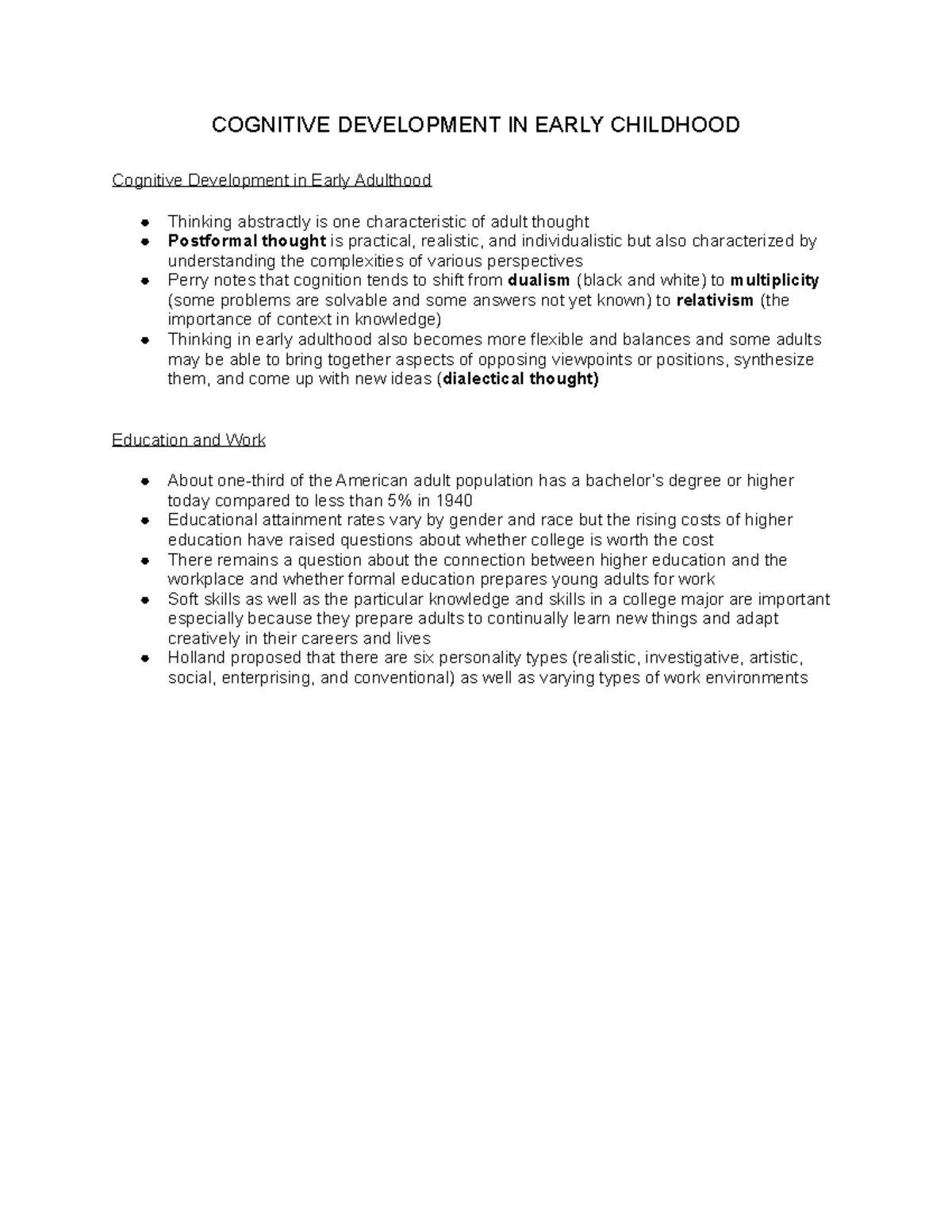 PSY 230 Module 8 Part 2 Notes Cognitive Development in Early Childhood
