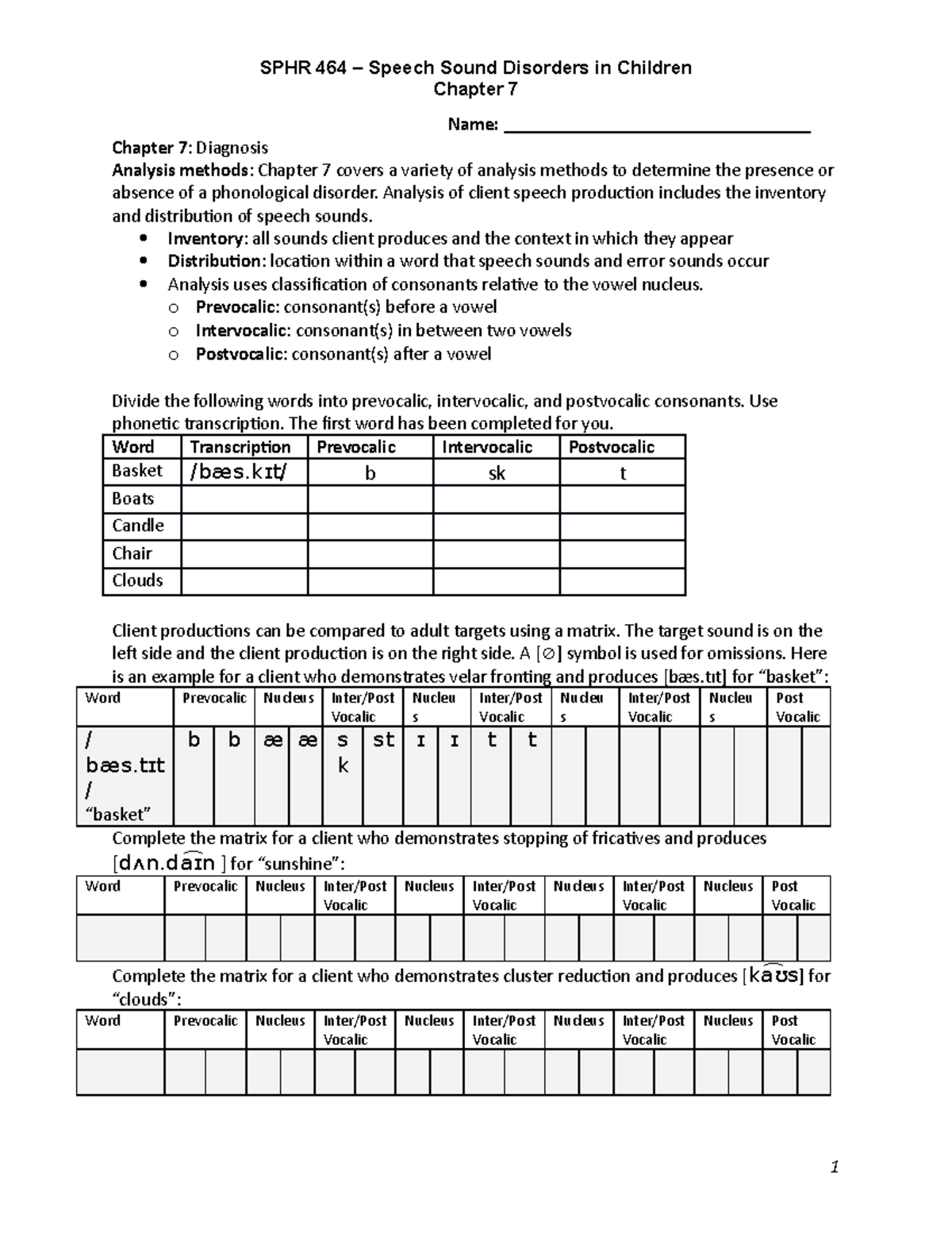 SPHR 464 HW Chap 7 Assignment outline for the course SPHR 464