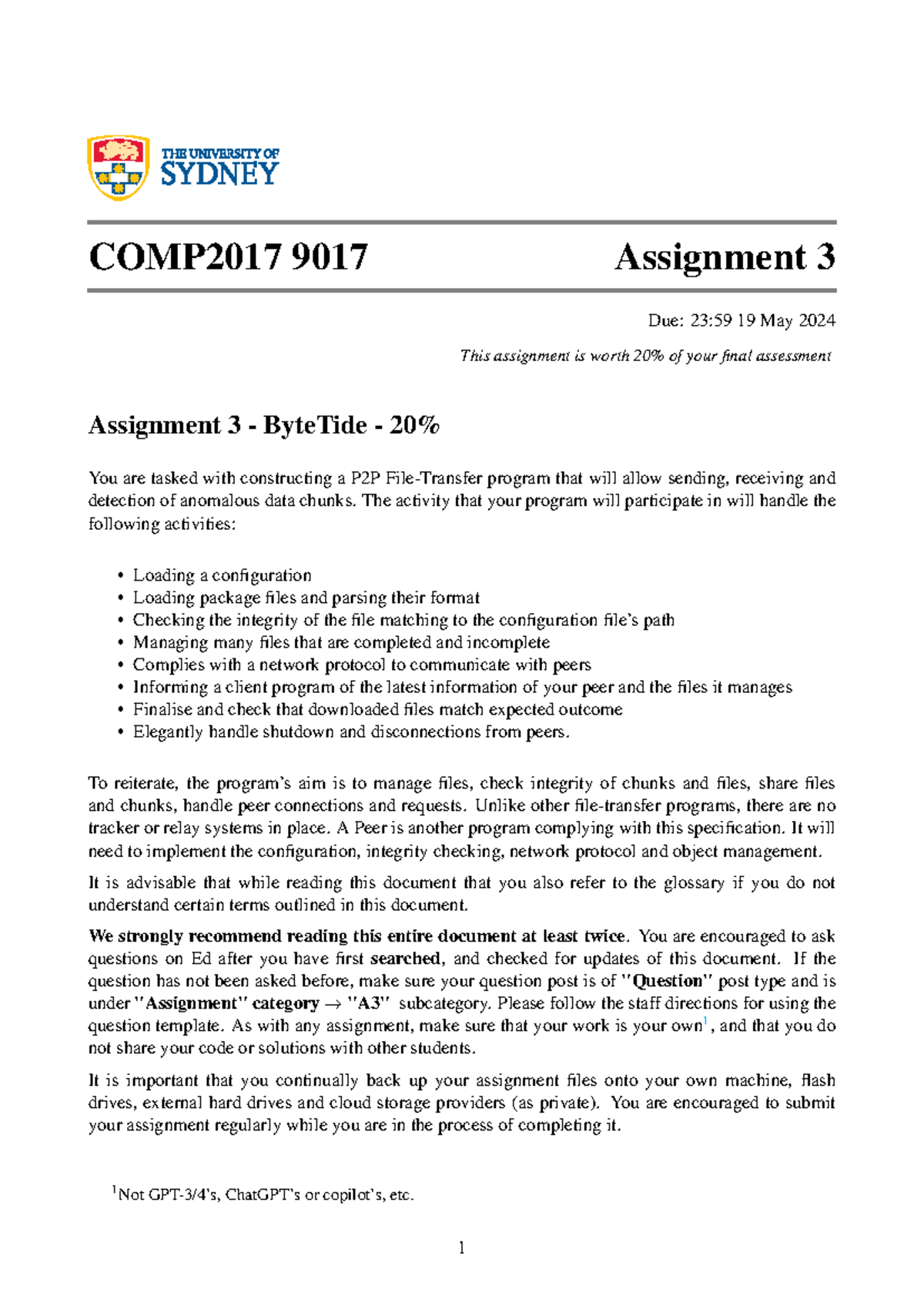 Assignment 3 - The activity that your program will participate in will ...
