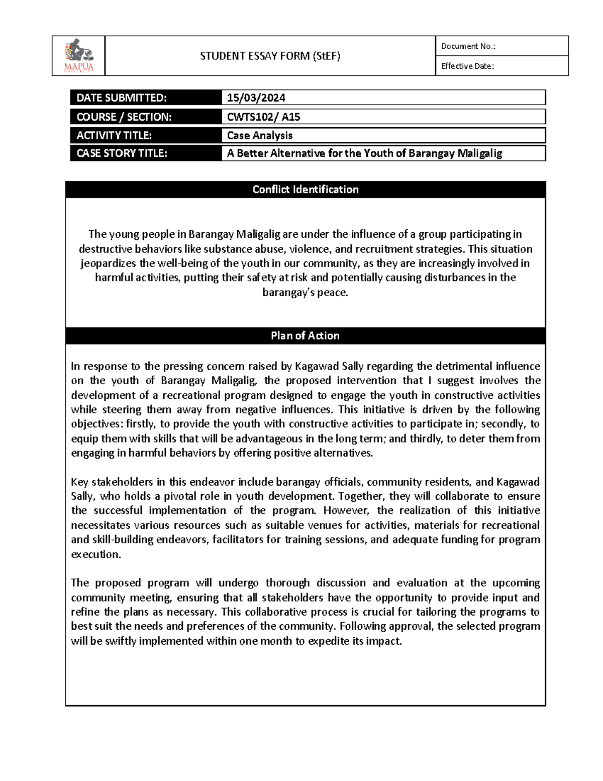 Cwts102-A15-essay 4-lustre io - STUDENT ESSAY FORM (StEF) Document No ...