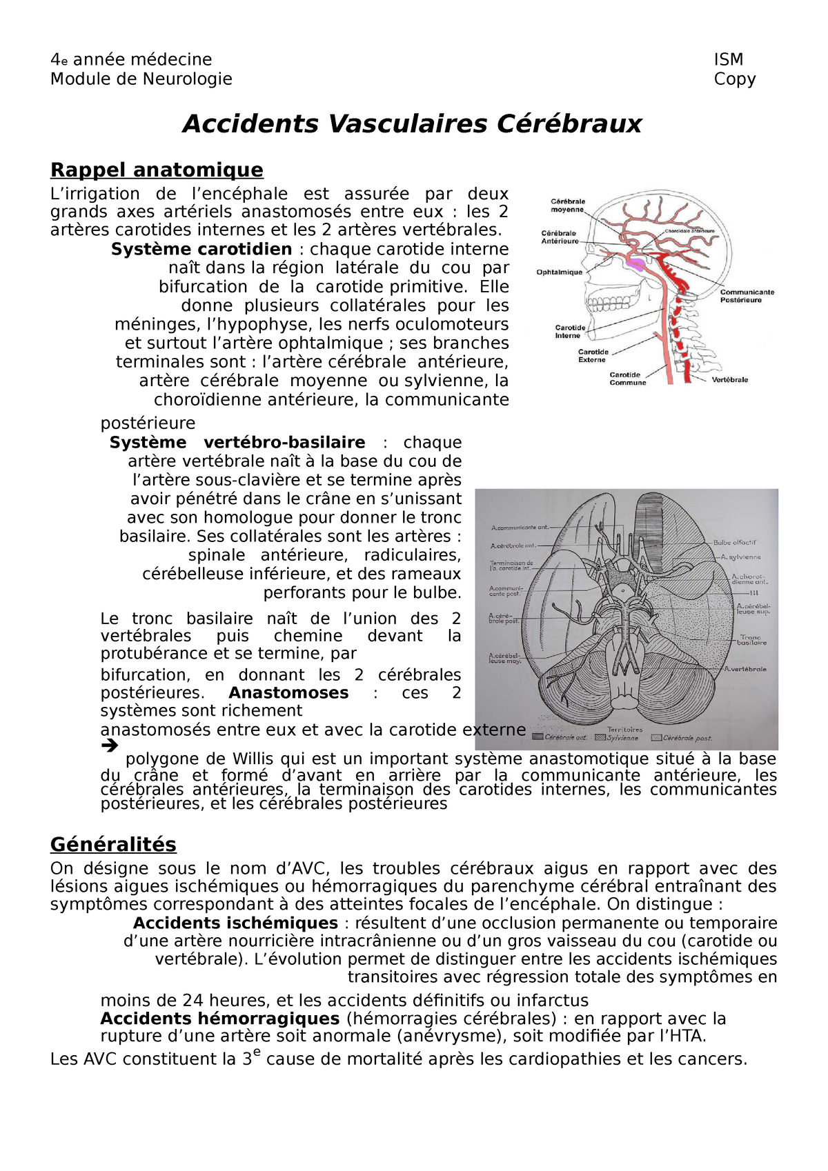 10-accidents Vasculaires Cerebraux - 4 E Année Médecine Module De ...