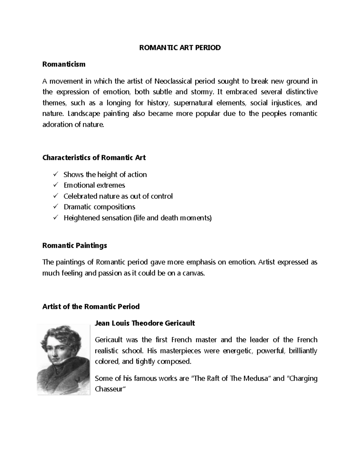 ROMANTIC ART PERIOD (MAPEH9) ROMANTIC ART PERIOD Romanticism A