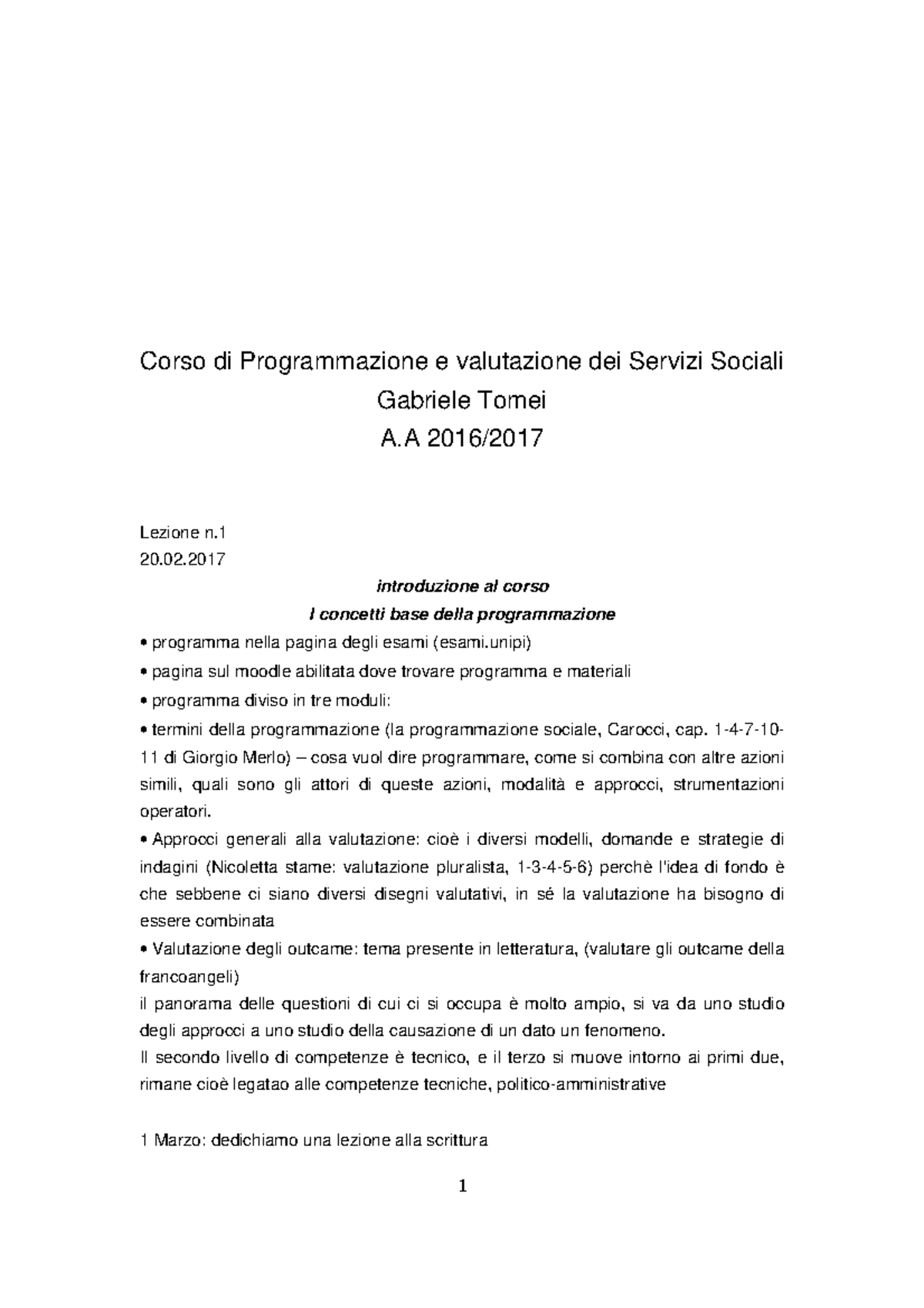 Tomei - Programmazione Dei Servizi Sociali 2017 - Programmazione E ...