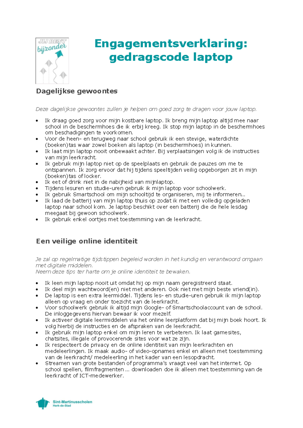 Gedragscode laptop - SDZEFE - Engagementsverklaring: gedragscode laptop ...