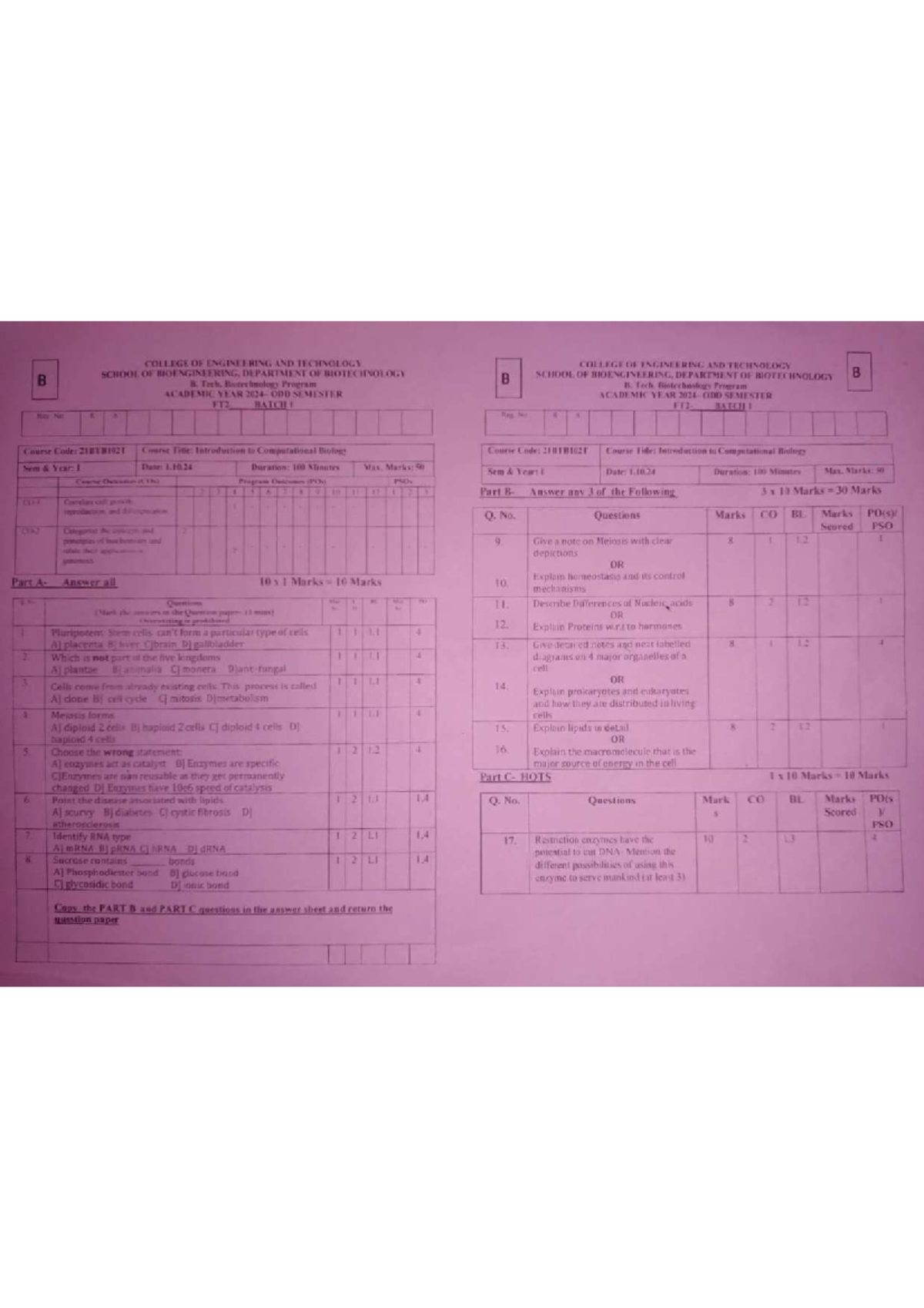 FT 2 Paper for 1st sem - COLLEGE OF ENGINEERING AND TECHNOLOGY COLLEGE ...