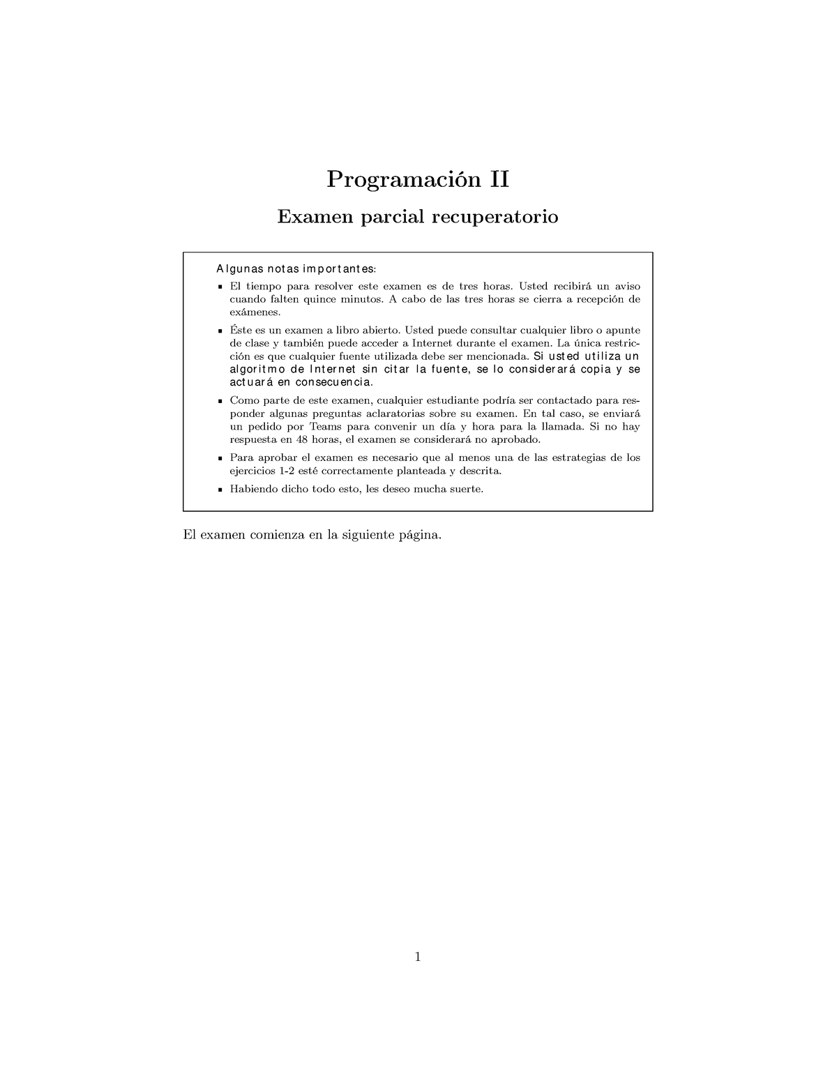 Modelo 2 - Programación II Examen Parcial Recuperatorio A L Gu N As N ...