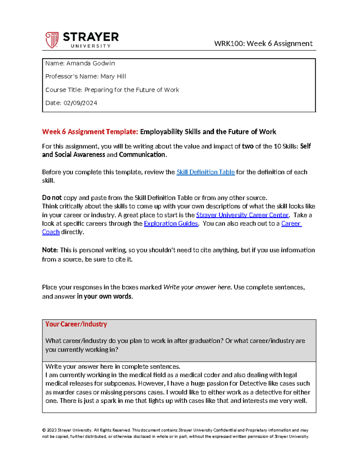 Week 6 assignment template - Name: Amanda Godwin Professor’s Name: Mary ...