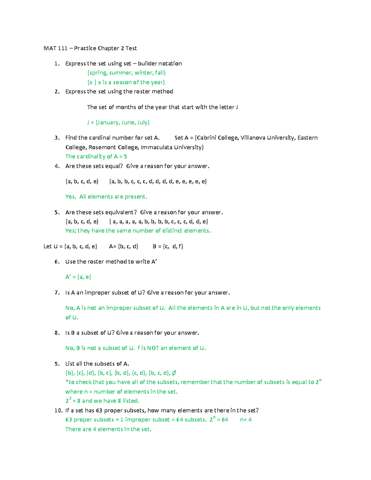 Math 111 practice test chapter 2 answers - MAT 111 – Practice Chapter 2 ...