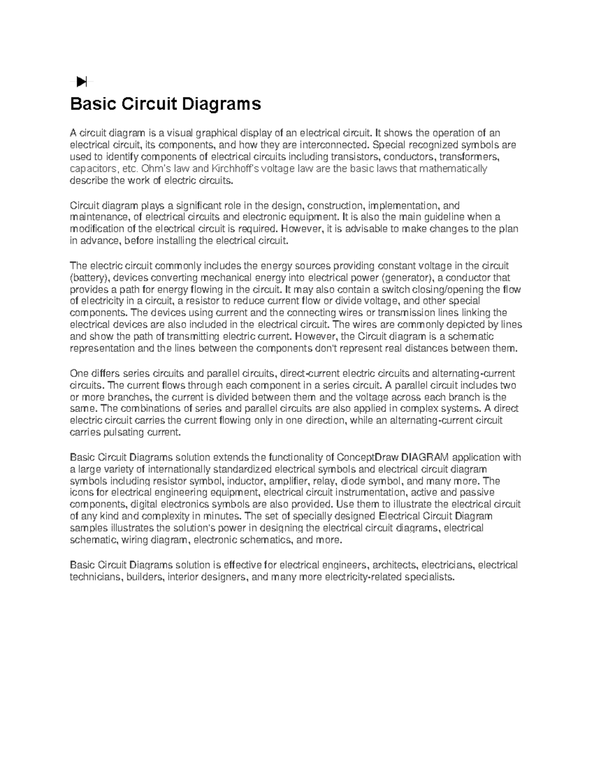 Basic Circuit Diagrams - It shows the operation of an electrical