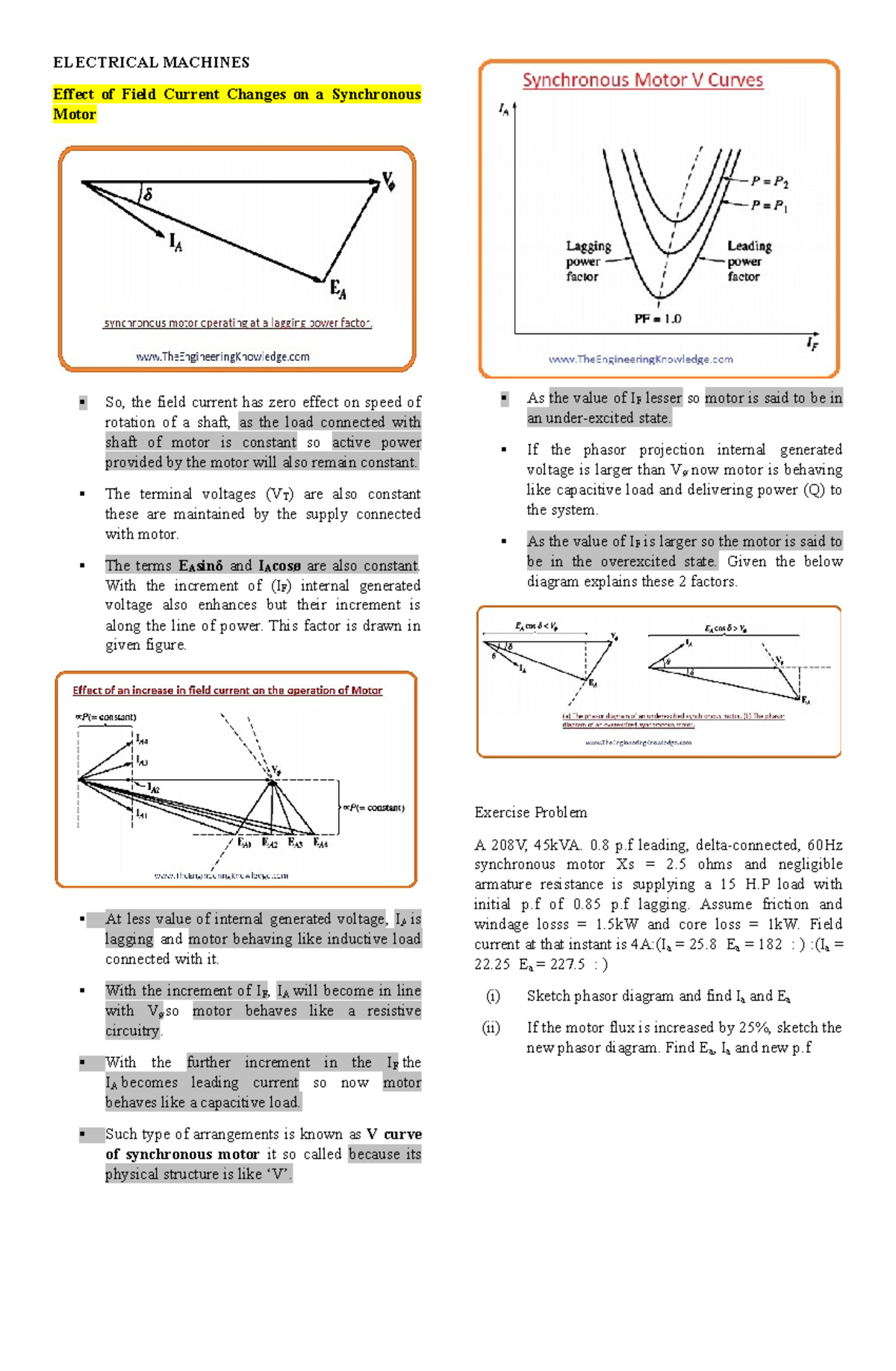 Electrical Machines finals - ELECTRICAL MACHINES Effect of Field ...
