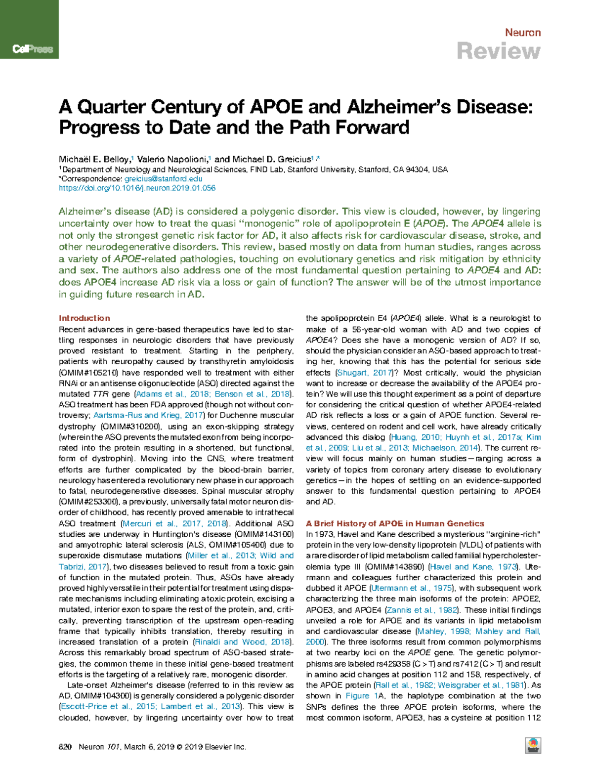 1-s2 - Material extra - Review A Quarter Century of APOE and Alzheimer ...