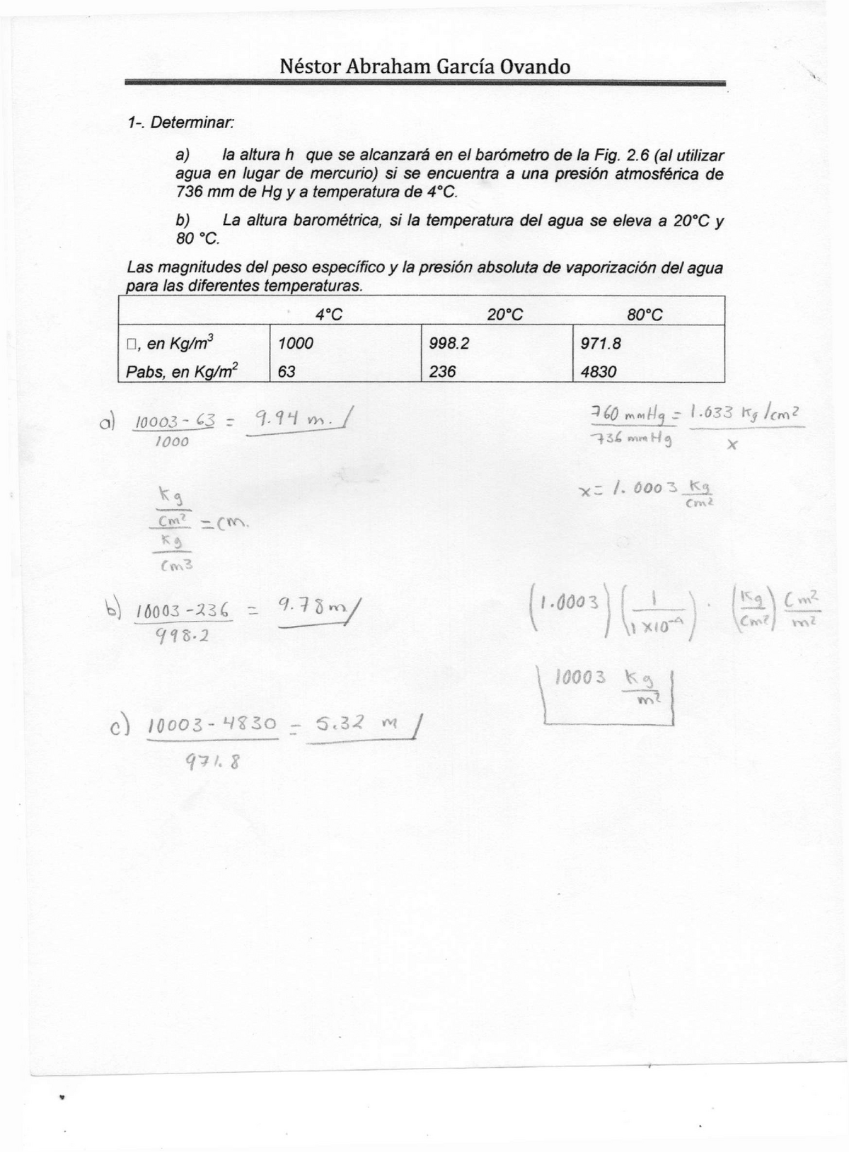 4.- Sotelo Capitulo 2 (Hidrostatica) - 1-. Determinar: A) La Altura H ...