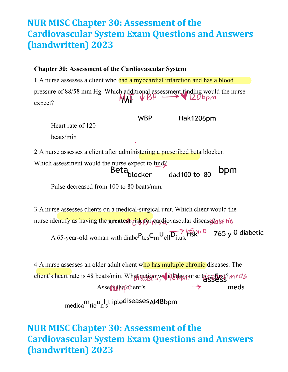 cardiovascular system critical thinking questions