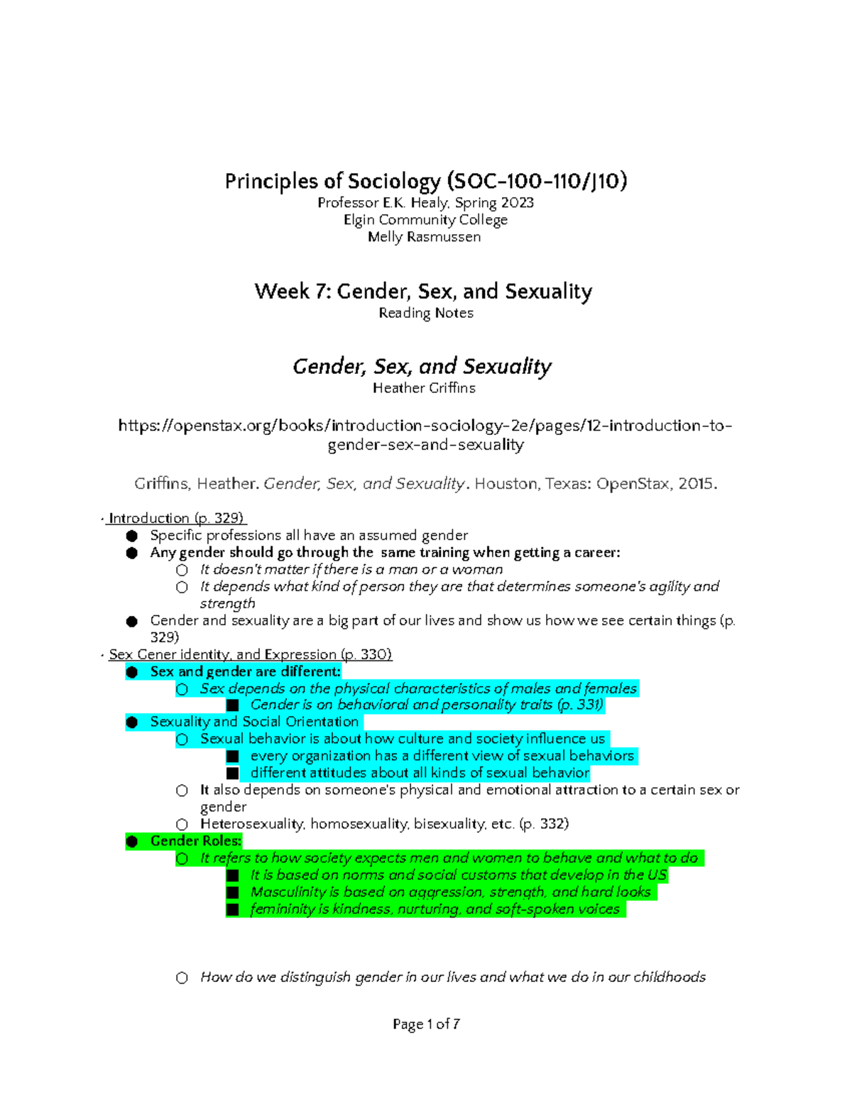 Gender Sex And Sexuality And Heterosexual Notes Principles Of