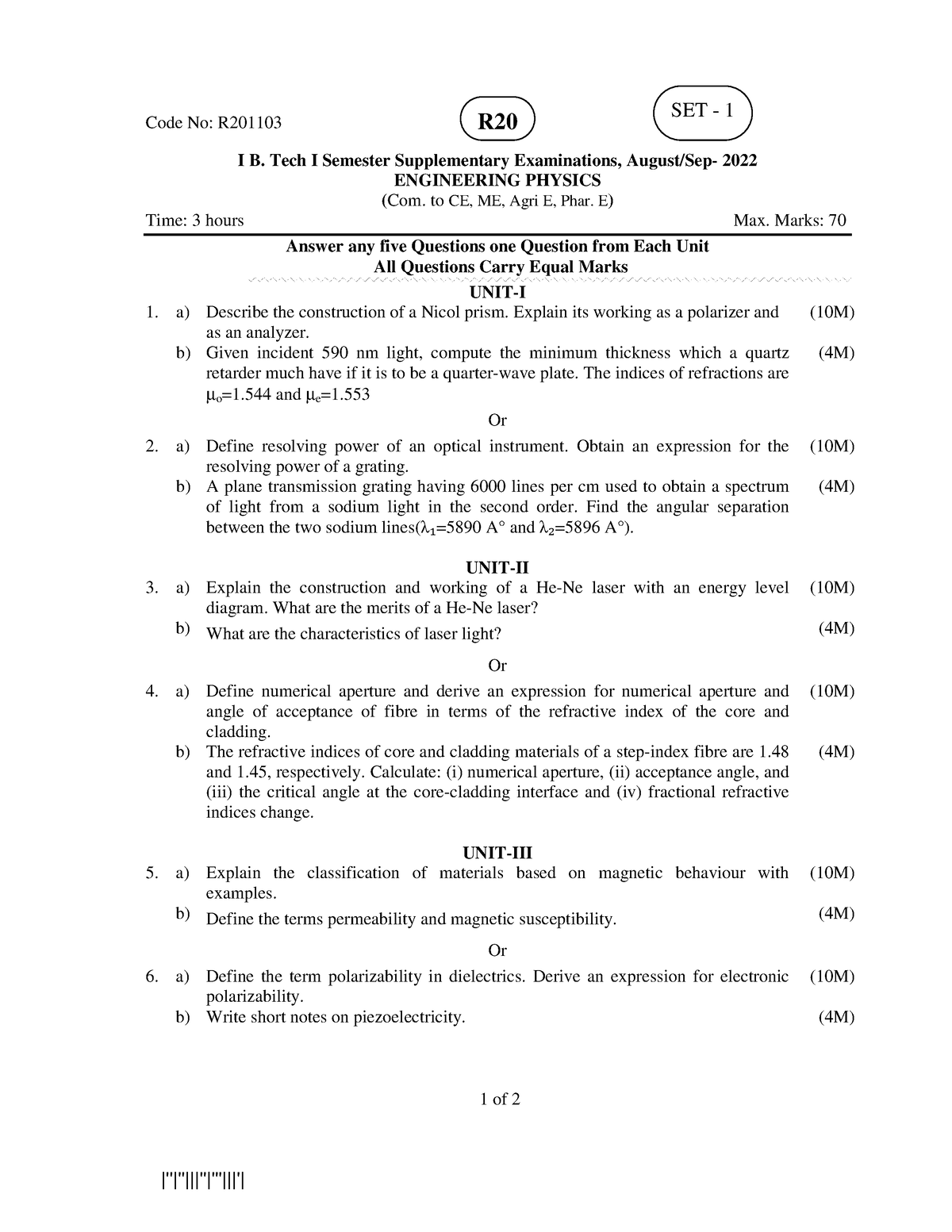 Engineering Physics AUG SEPT 2022 - |''|''|||''|'''|||'| Code No: R I B ...