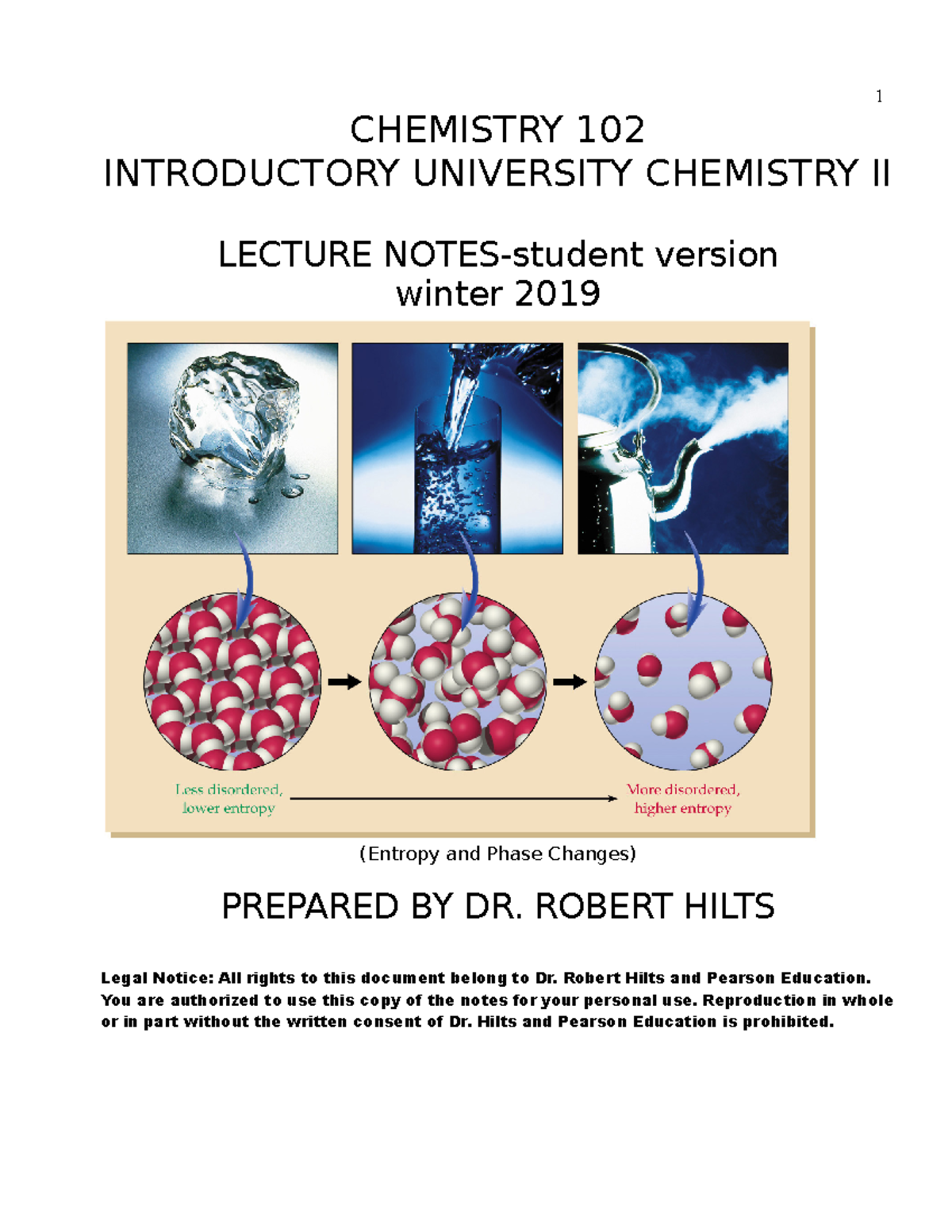 CHEM 102 Student Workbook December 2018 - 1 CHEMISTRY 102 INTRODUCTORY ...