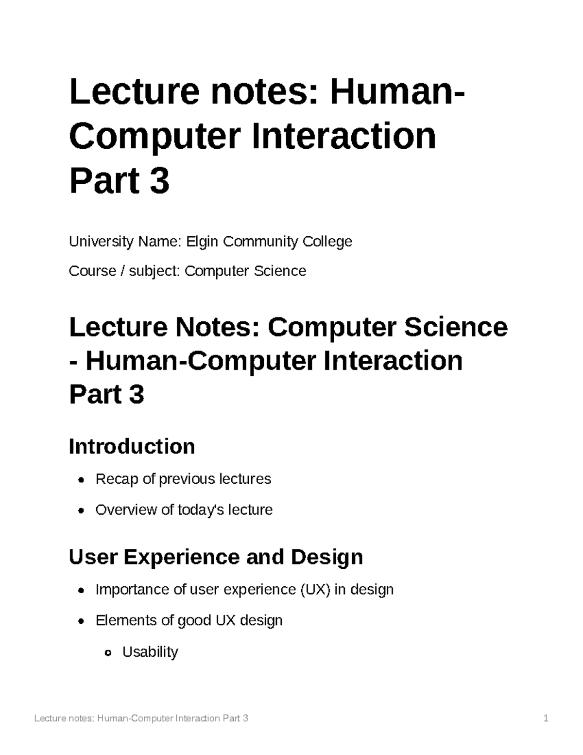 Lecture notes: Human-Computer Interaction Part 3 - Studocu