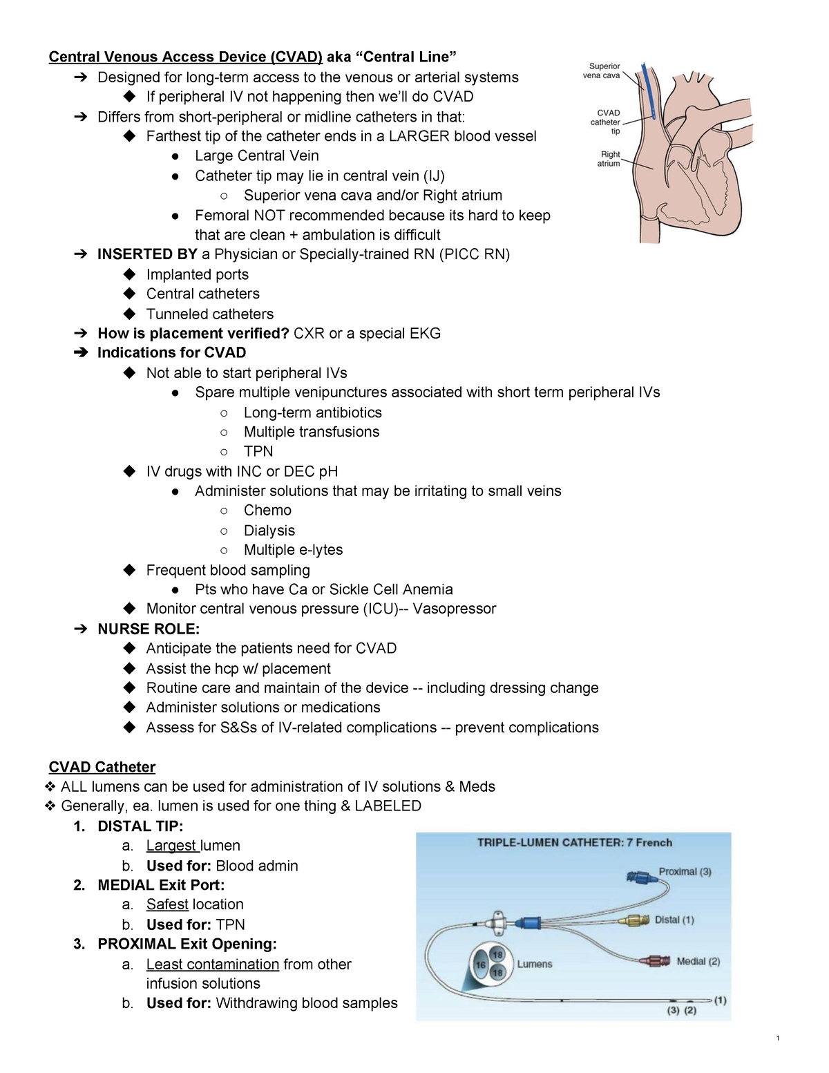 CVAD Check Off - Central Venous Access Device (CVAD) aka “Central Line ...